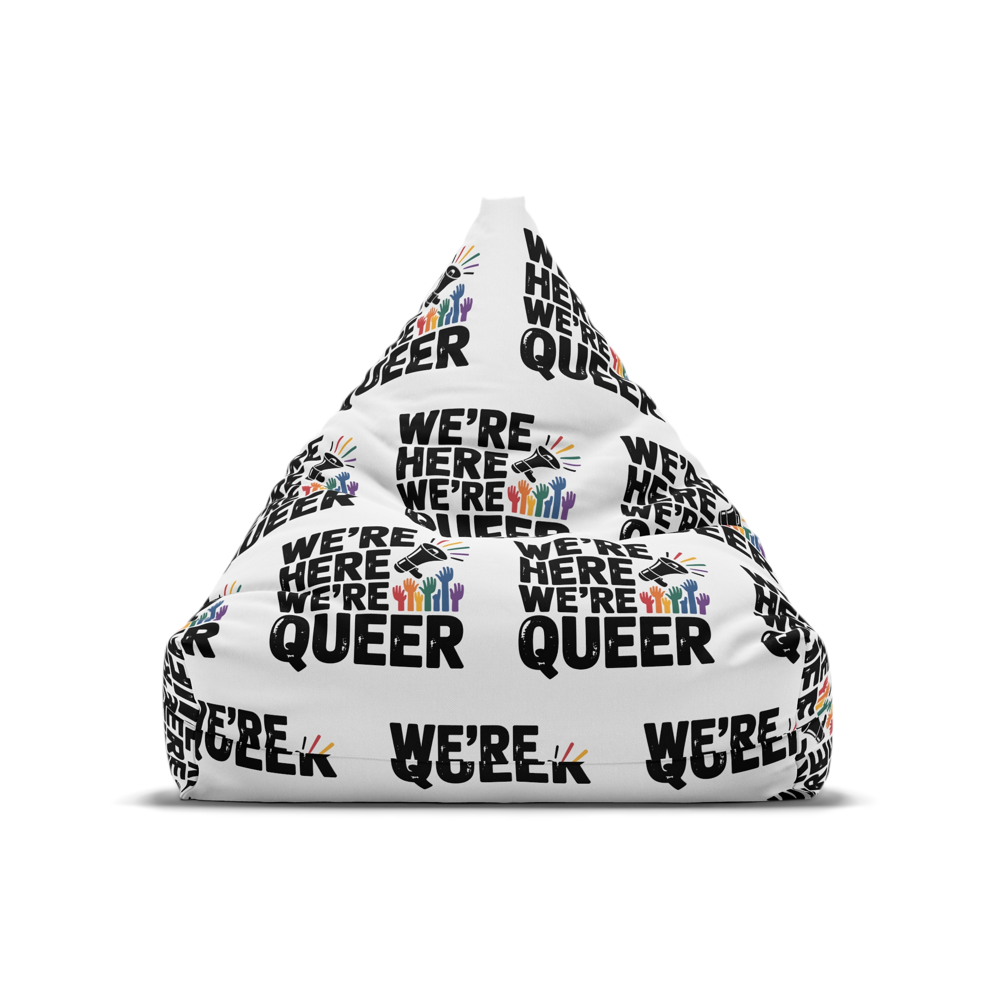 Were Here Were Queer T Shirt Design Isolated White Background Bean Bag Chair Cover - Image 5