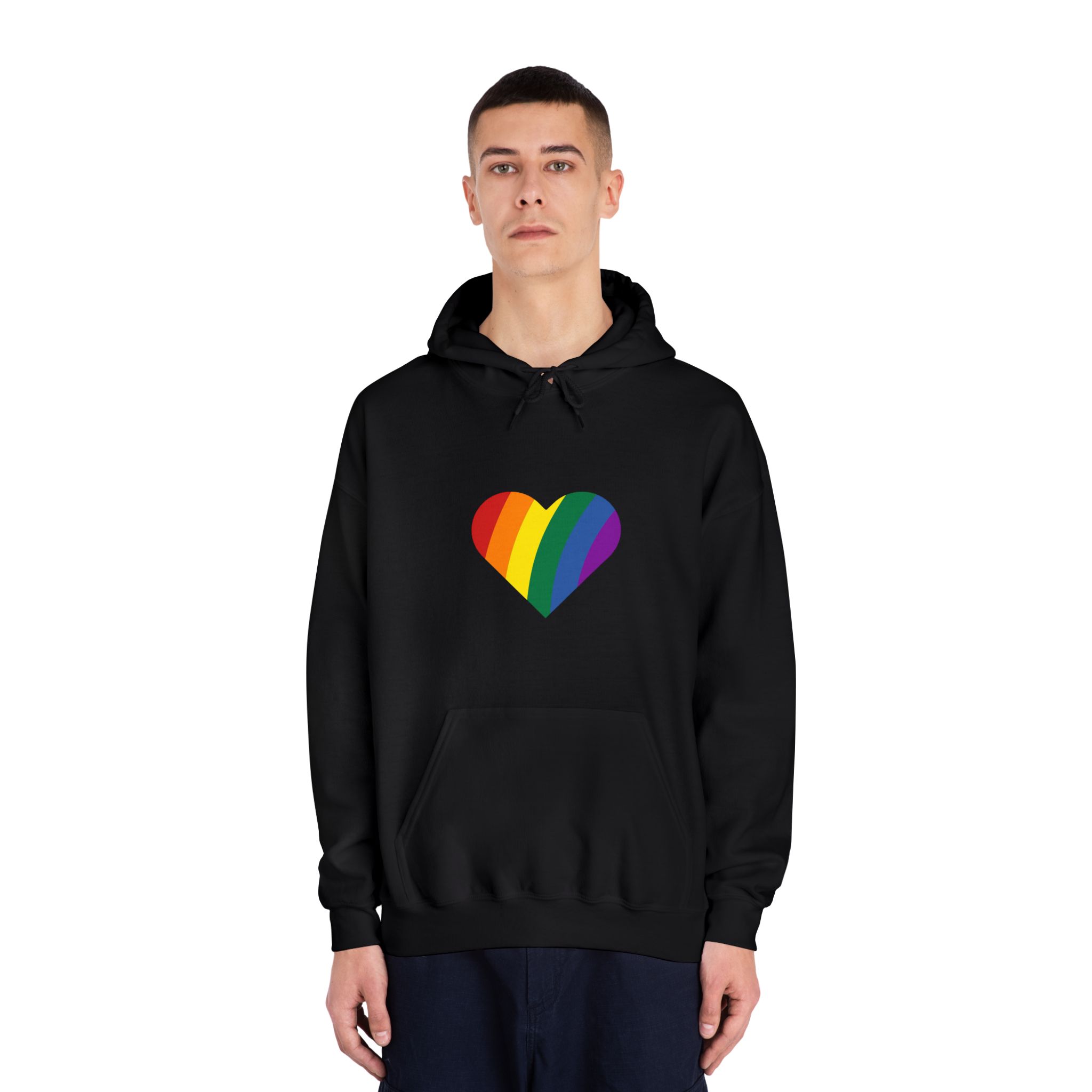 Minimalist Pride Heart Filled With Rainbow Colors Unisex Dryblend Hooded Sweatshirt - Image 11