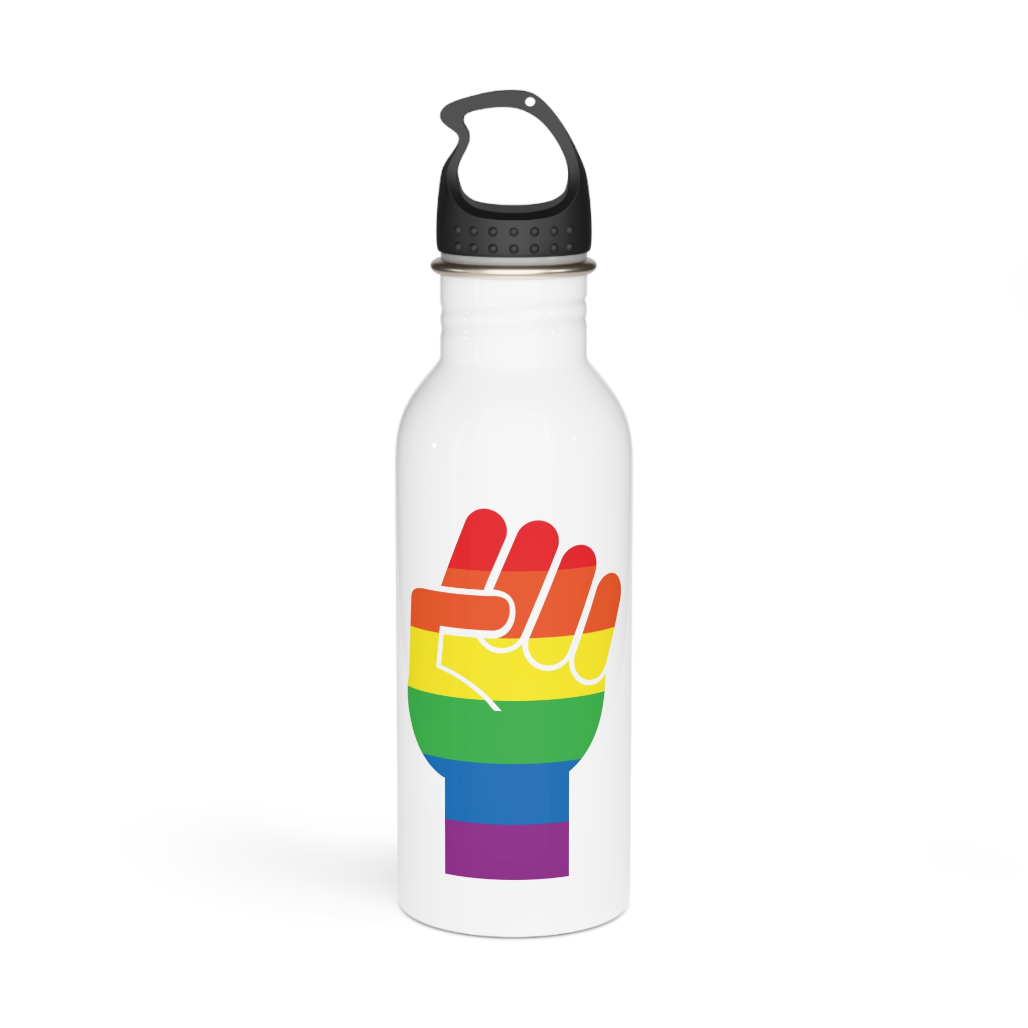Vector Lgbt Rainbow Flag Fist Isolated White Background Stainless Steel Water Bottle