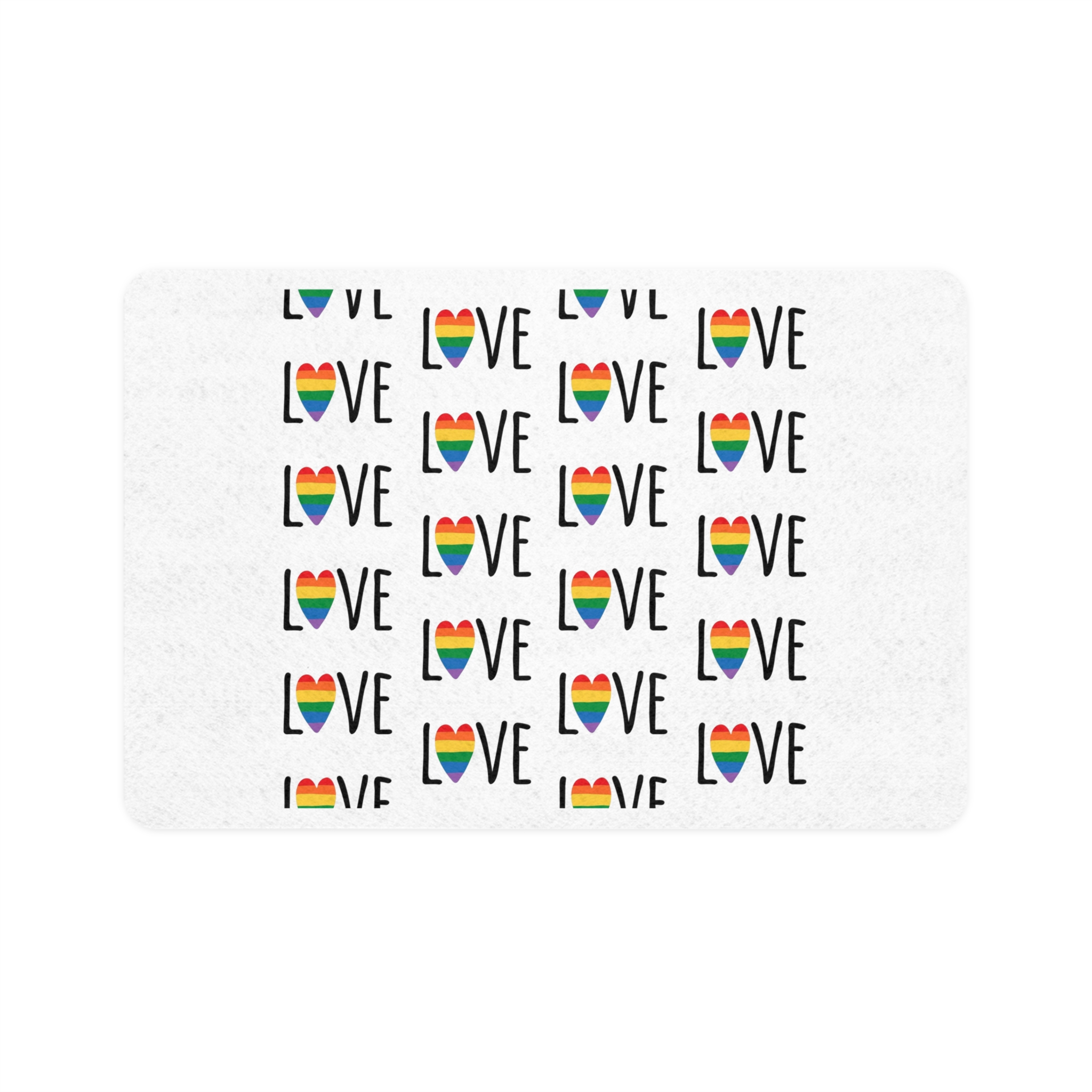Seamless Pattern Lgbt Rainbow Love Text Pet Food Mat 12x18