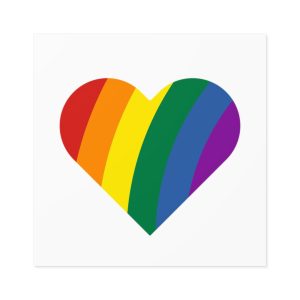 Minimalist Pride Heart Filled With Rainbow Colors Laminate Stickers Square