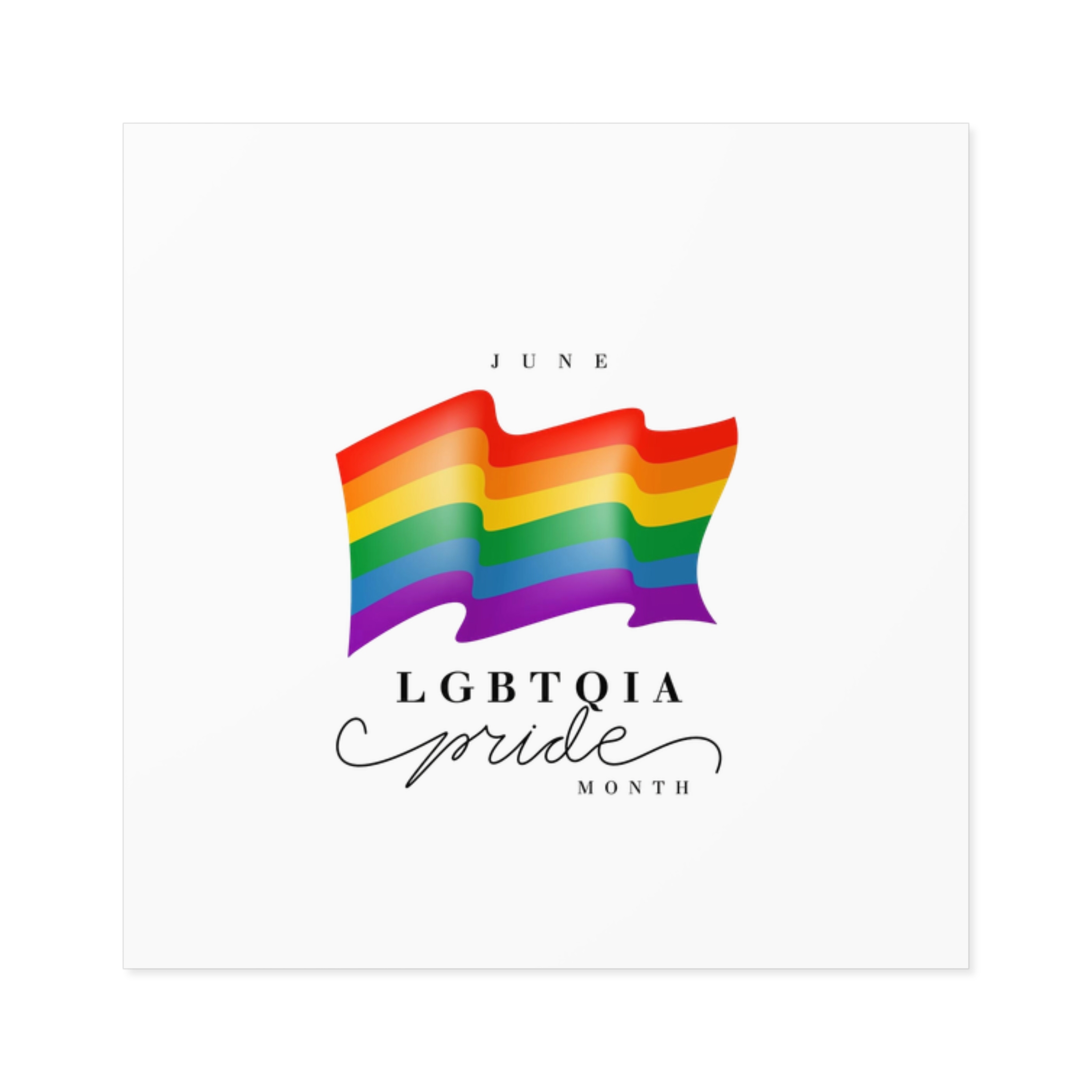Lgbt Pride Month 2024 Concept Freedom Rainbow Flag With Hearts Gay Parade Vector Laminate Stickers Square - Image 5
