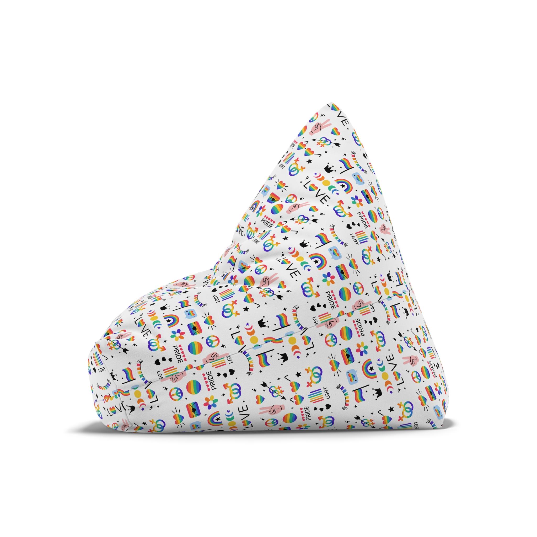 Lgbt Stickers Pack Doodle Style Lgbtq Set Lgbt Pride Community Symbols Rainbow Colored Element Bean Bag Chair Cover - Image 8