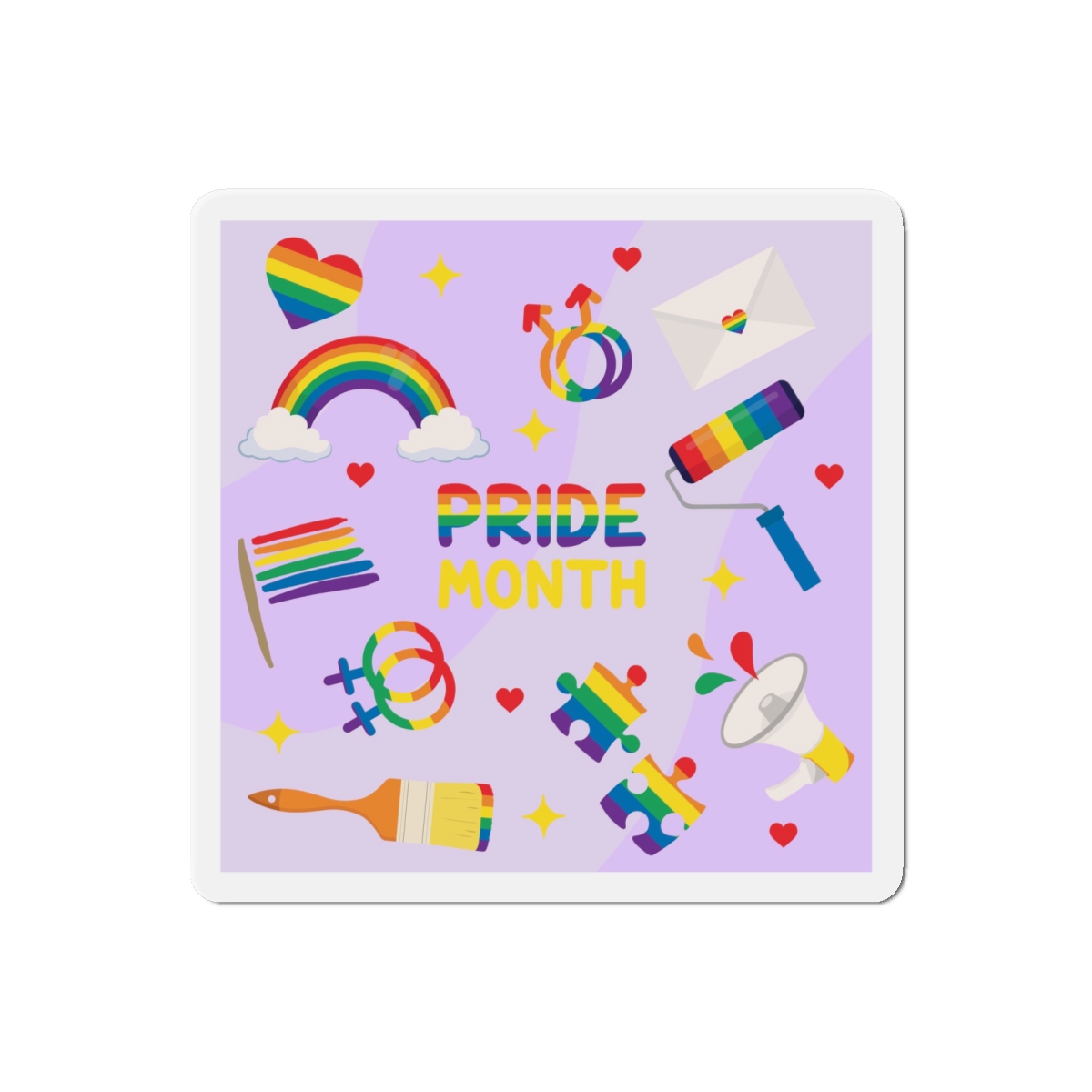 Pride Month Lgbtq Symbol Rainbow Colors Cute Elements Set Die Cut Magnets - Image 13