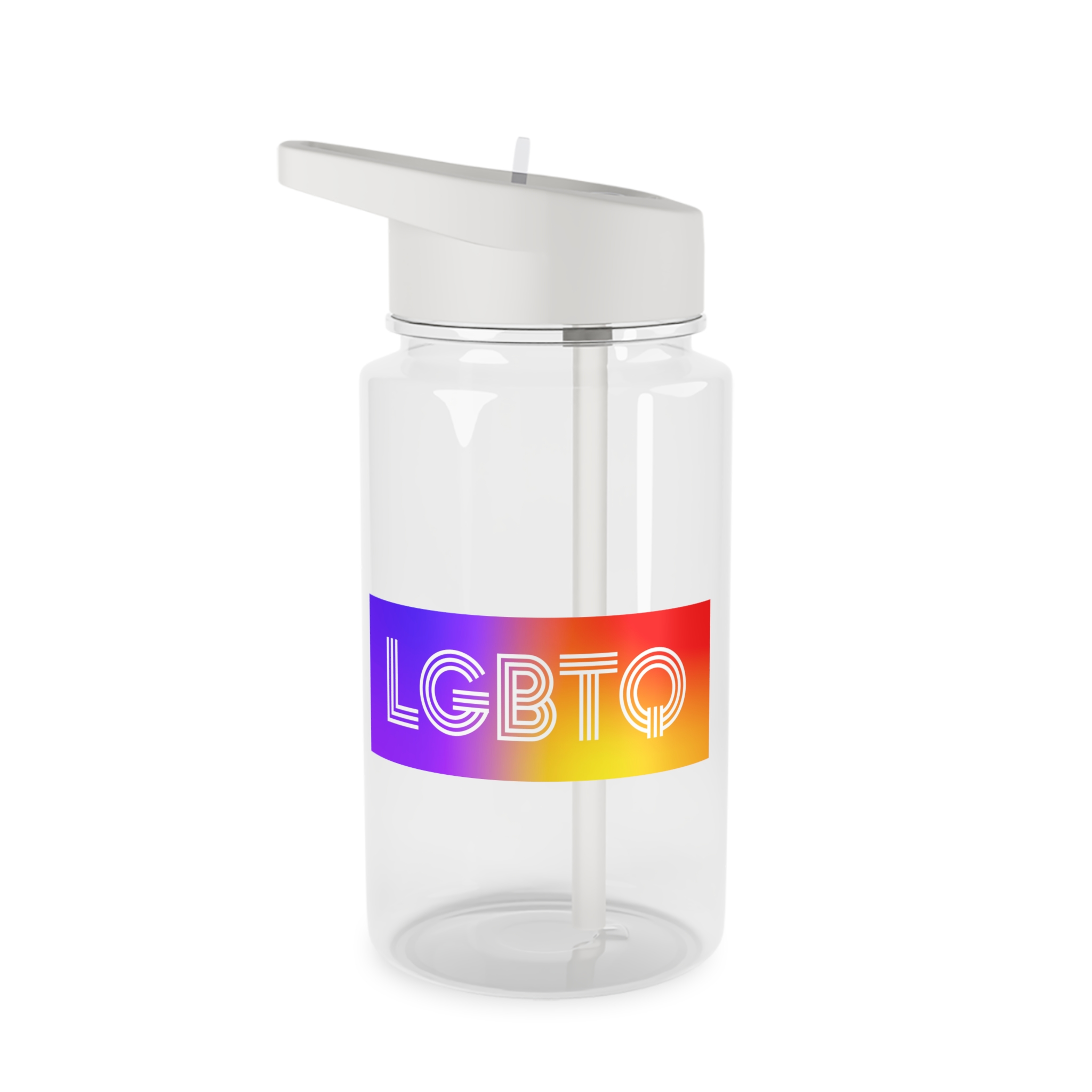 Lgbtq Typography With Rainbow Gradient Background Colorful Vibrant Pride Concept Poster Banner Tritan Water Bottle