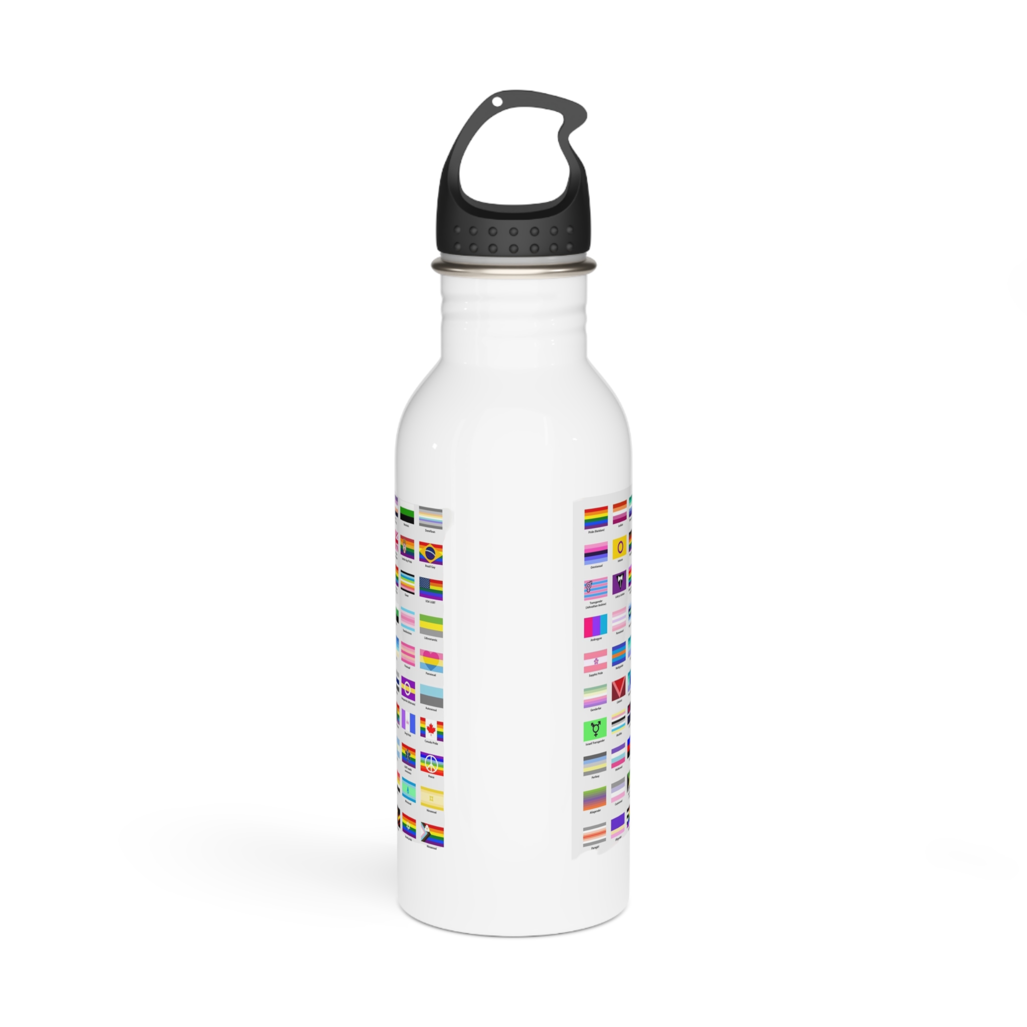 Colorful Lgbtq Pride Flags Collection Chart Representing Diverse Gender Sexual Identities Stainless Steel Water Bottle - Image 3