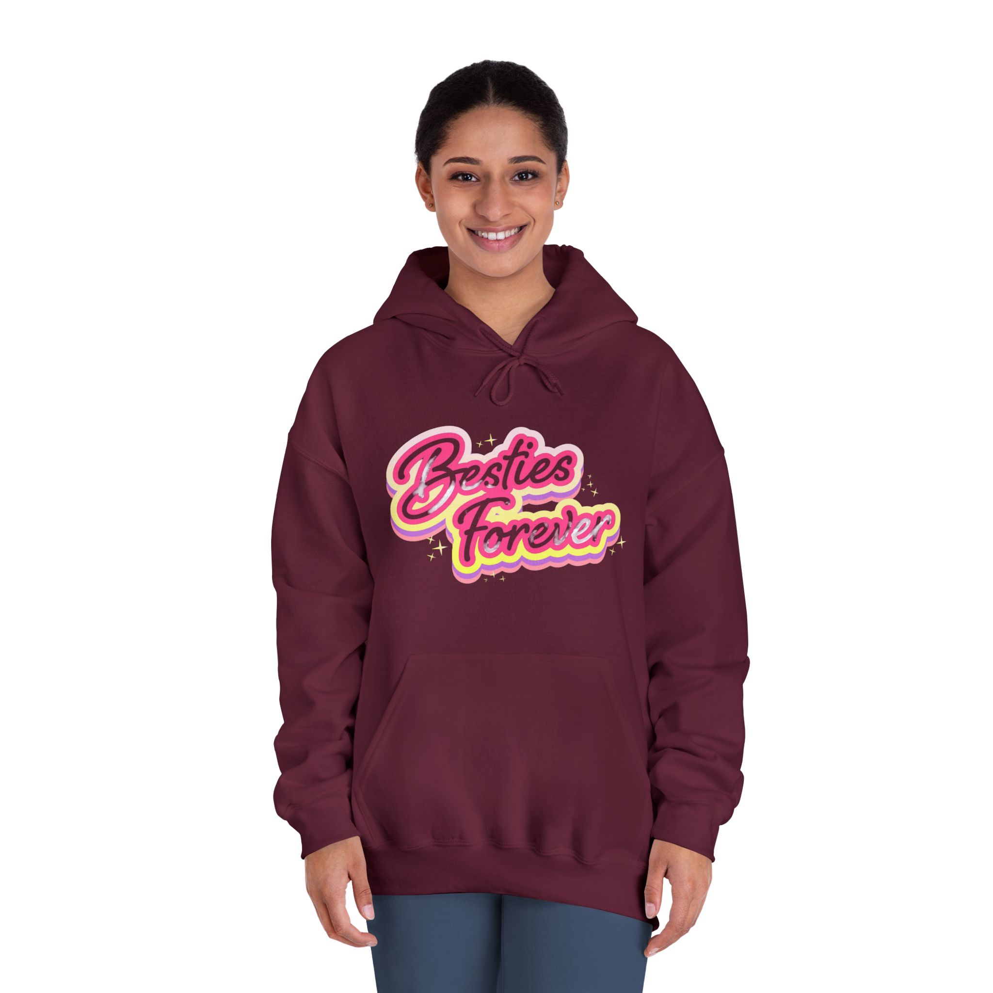Pink Besties Forever Lettering Logo Unisex Dryblend Hooded Sweatshirt - Image 20