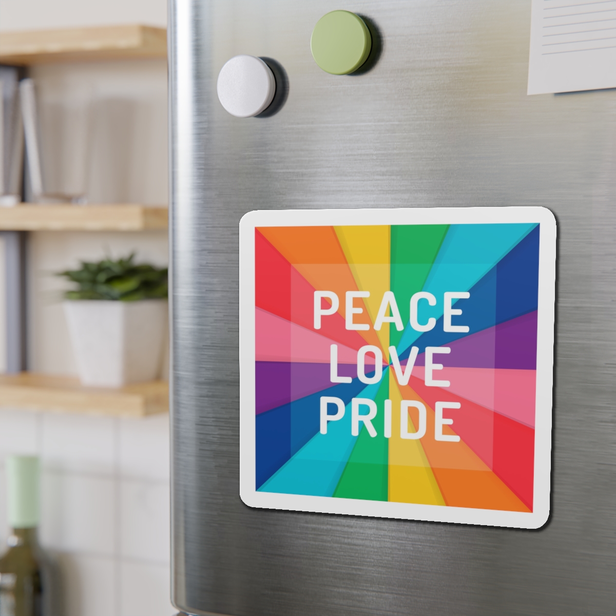 Rainbow Colored Background With Peace Love Pride Concept Pride Month Die Cut Magnets - Image 15