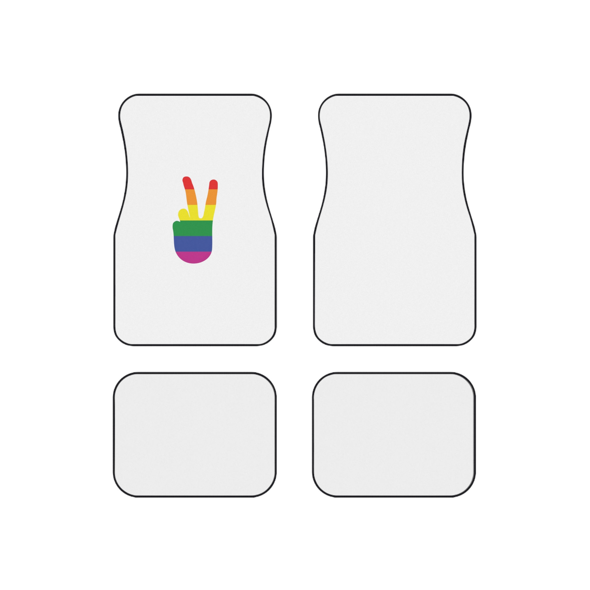 Rainbow Peace Sign Hand Gesture Colored Lgbt Flag Car Mats Set Of 4