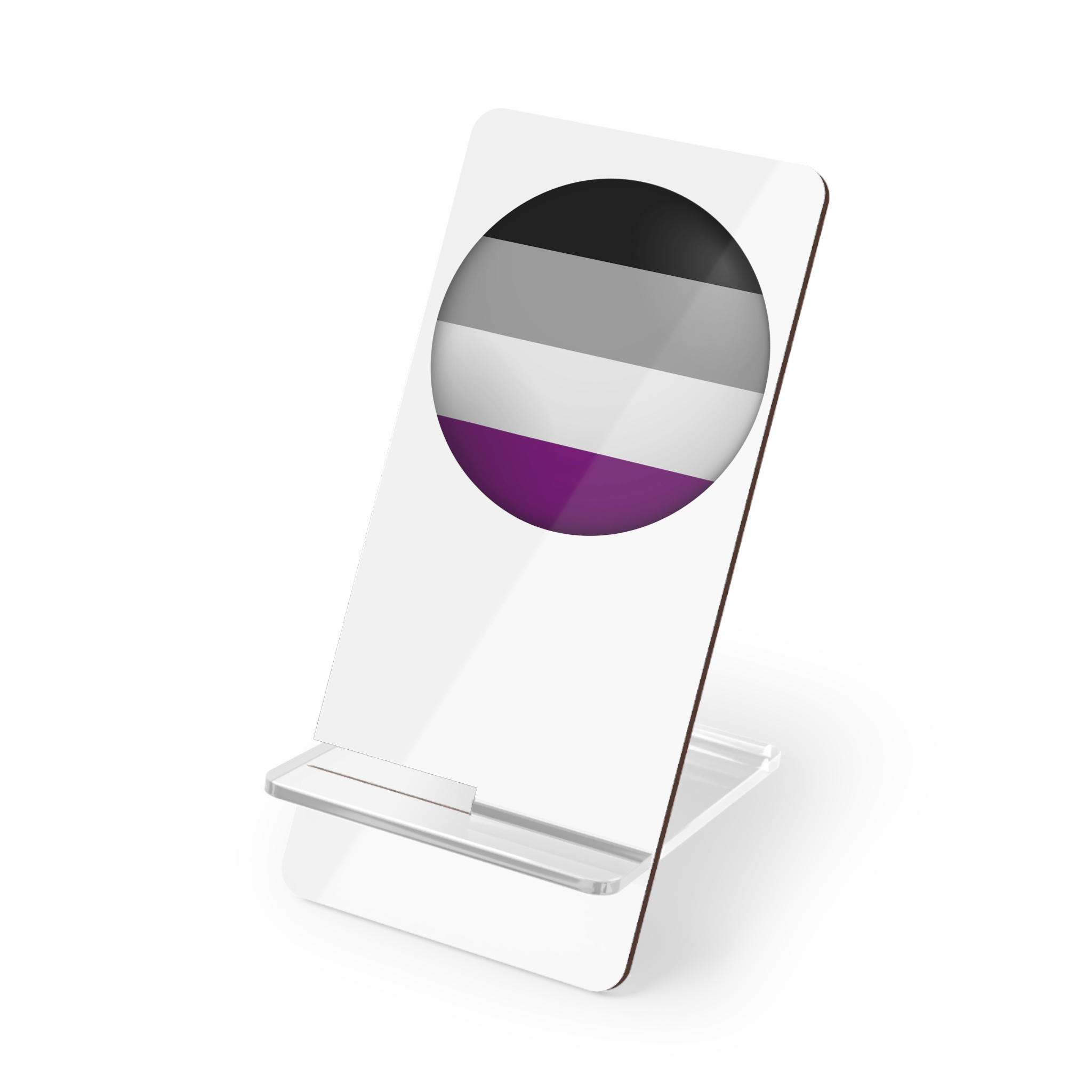 Flag Asexual Lgbtq Glossy Circular Flag Button Appearance 3d Icon Design With Depth Mobile Display Stand For Smartphones