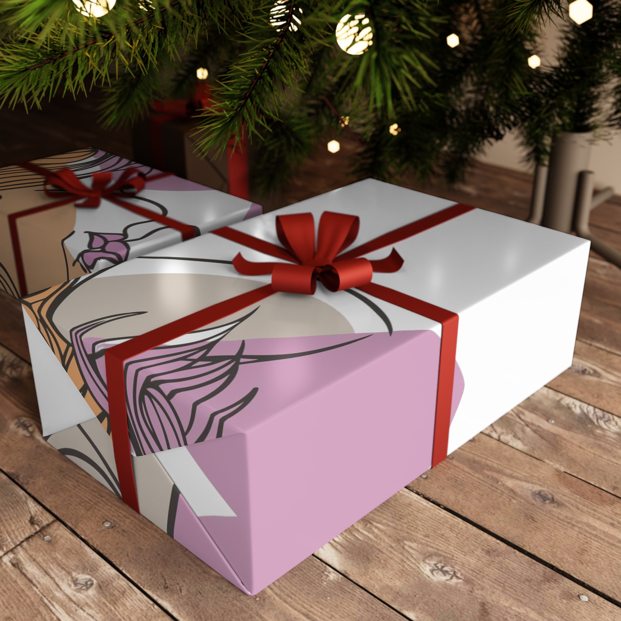 Two Women Are Kissing Front Heart With Pink Background Gift Wrapping Paper Sheets 1pc - Image 6