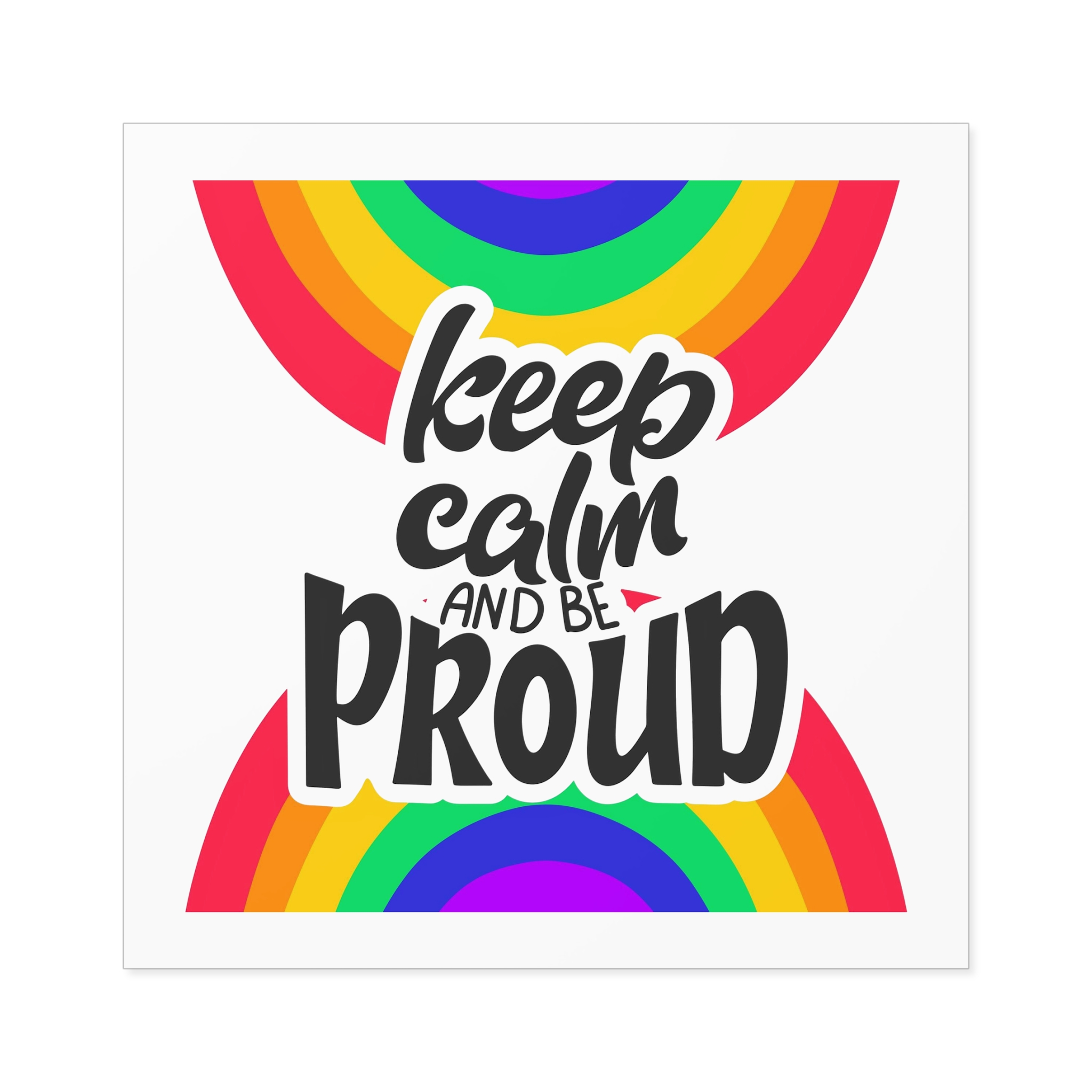 Keep Calm Be Proud Lgbt Lettering Quote Pride Poster Concept With Colorful Rainbow Vector Laminate Stickers Square - Image 53