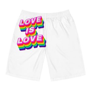 Rainbow Word Love Is Love Typography Design Element Mens Board Shorts Aop