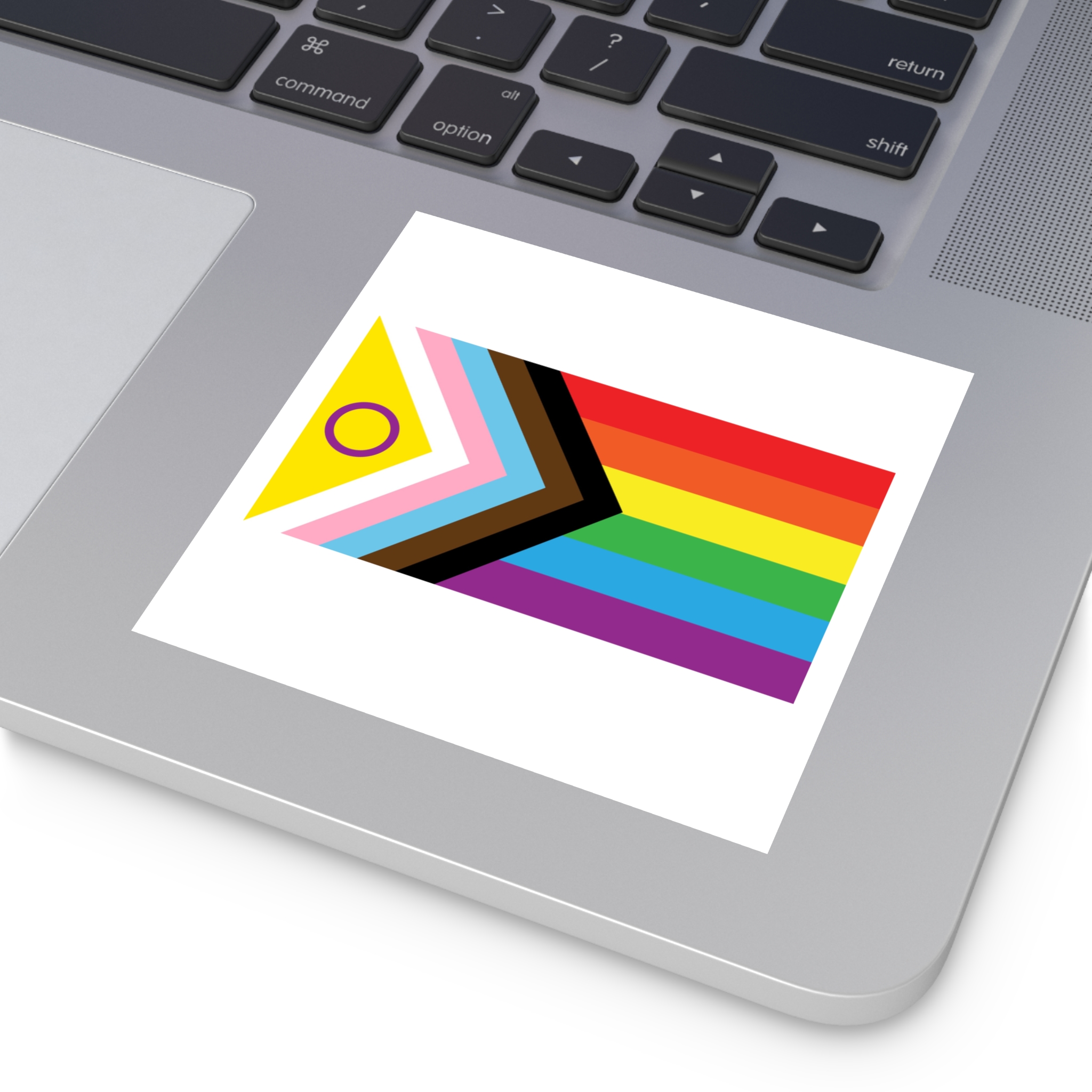 Intersex Inclusive Progress Pride Flag Laminate Stickers Square - Image 19
