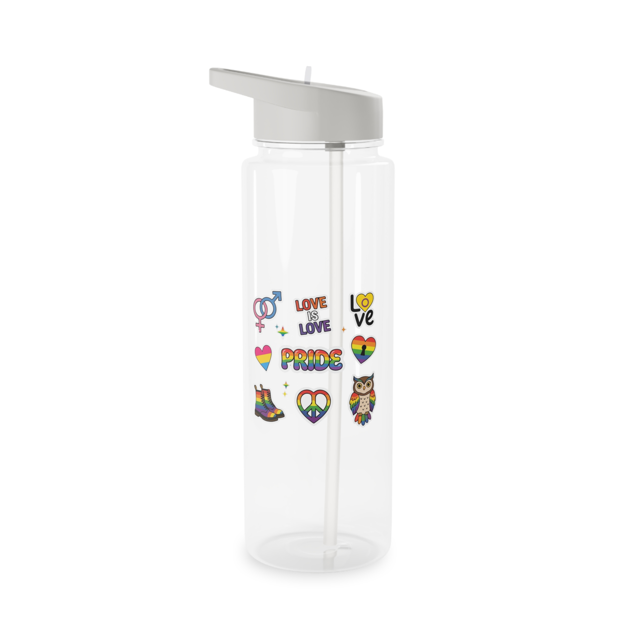 Pride Stickers Doodle Set Colorful Lgbtq Hand Drawn Icons Pack Tritan Water Bottle - Image 5