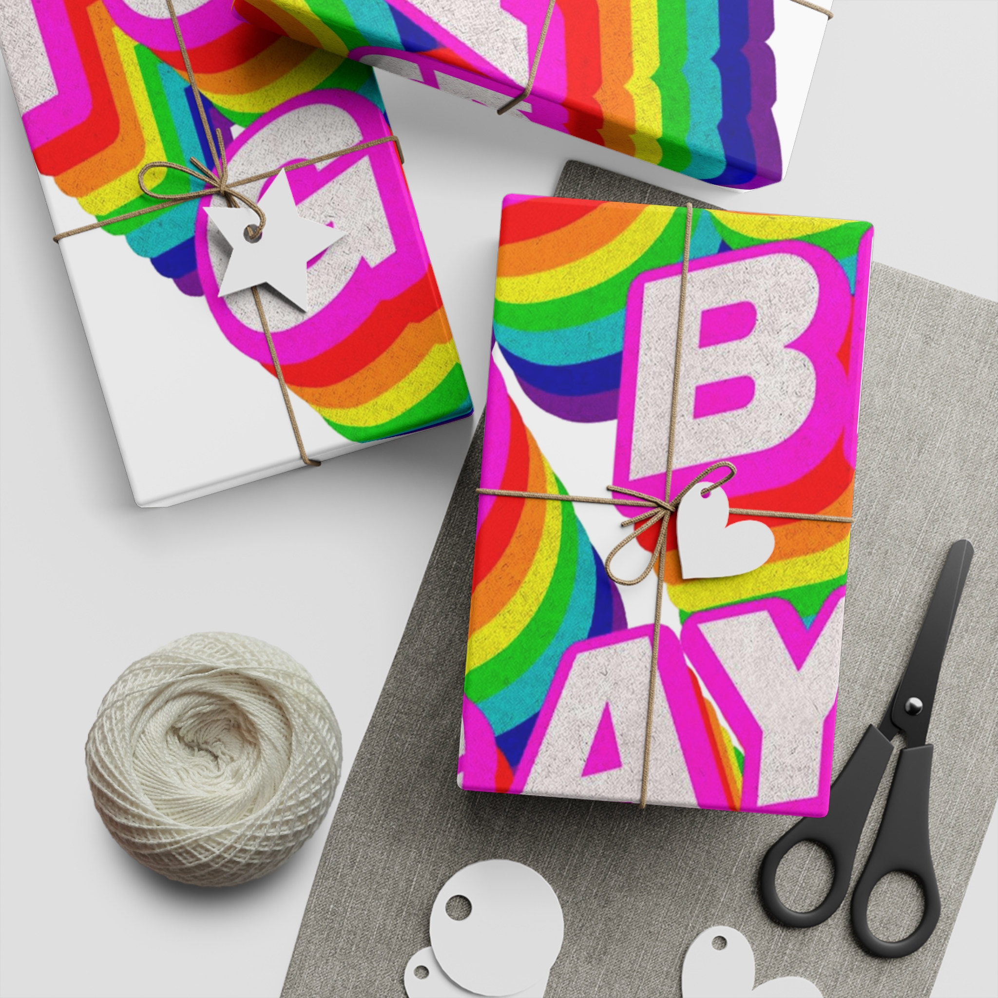 Rainbow Word Proud Be Gay Typography Design Element Gift Wrapping Paper Sheets 1pc - Image 5