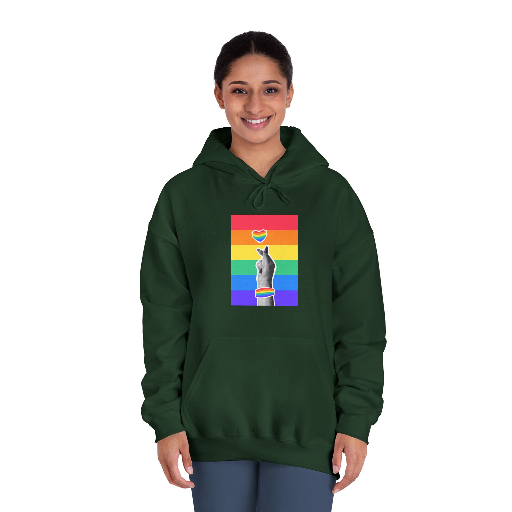 Lgbtq Trendy Retro Collage Halftone Hands Unisex Dryblend Hooded Sweatshirt - Image 24