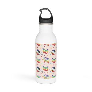 Rainbow Pride Seamless Pattern With Love Symbols Hand Drawn Style Stainless Steel Water Bottle