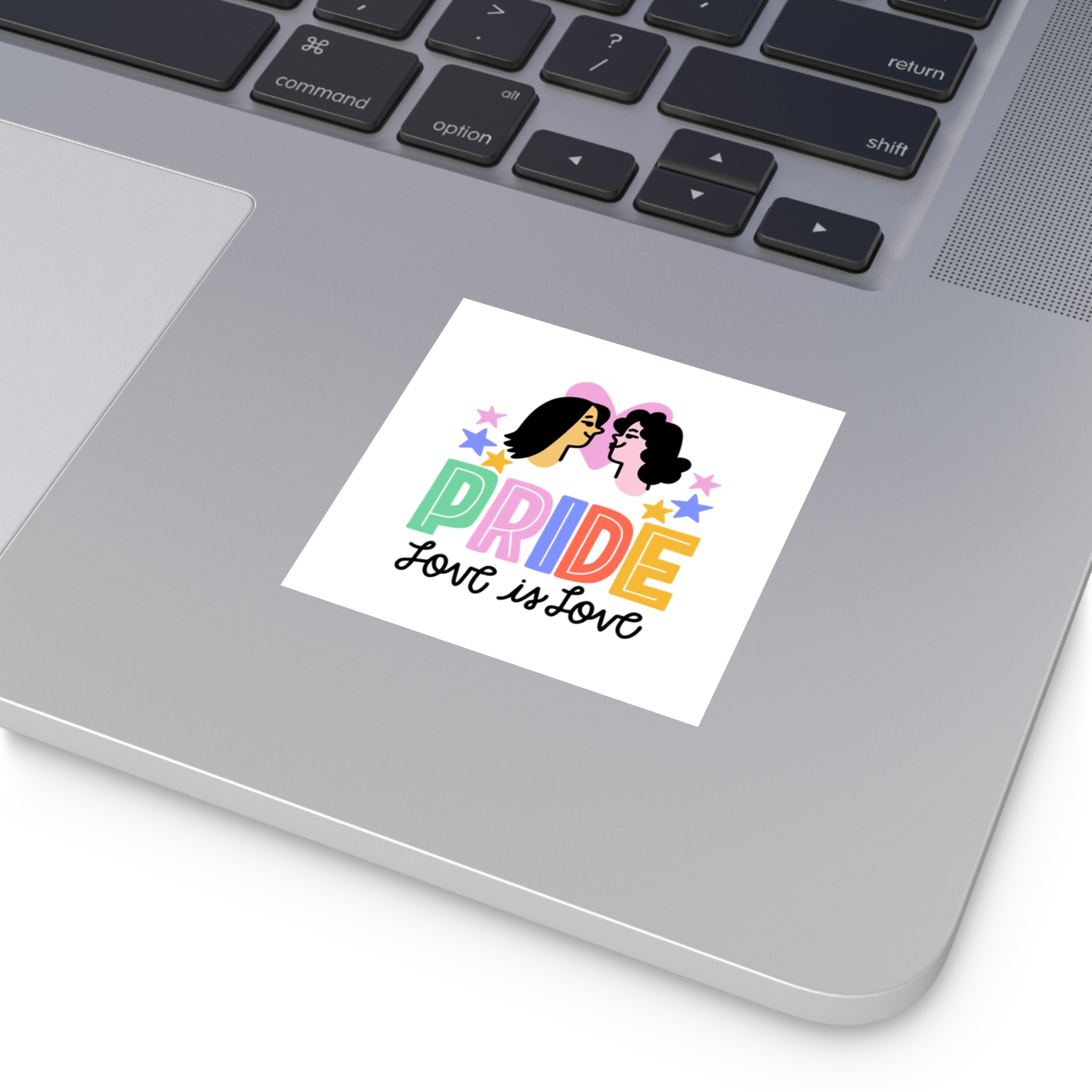 Pride Day Lettering With Lesbian Couple Laminate Stickers Square - Image 3