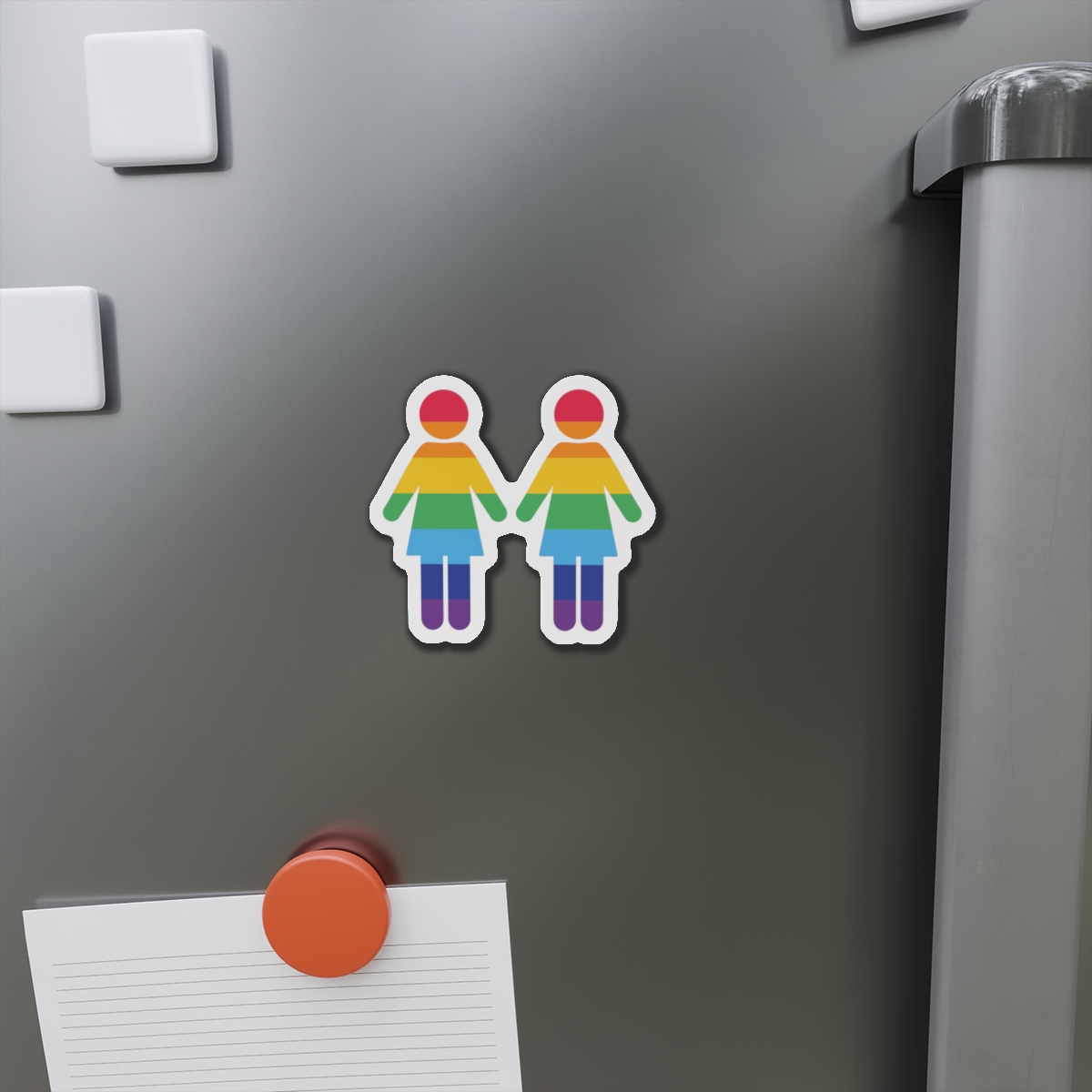 Lgbt Pride Two Lesbians Vector Icon Rainbow Colors Vector Illustration Die Cut Magnets - Image 5