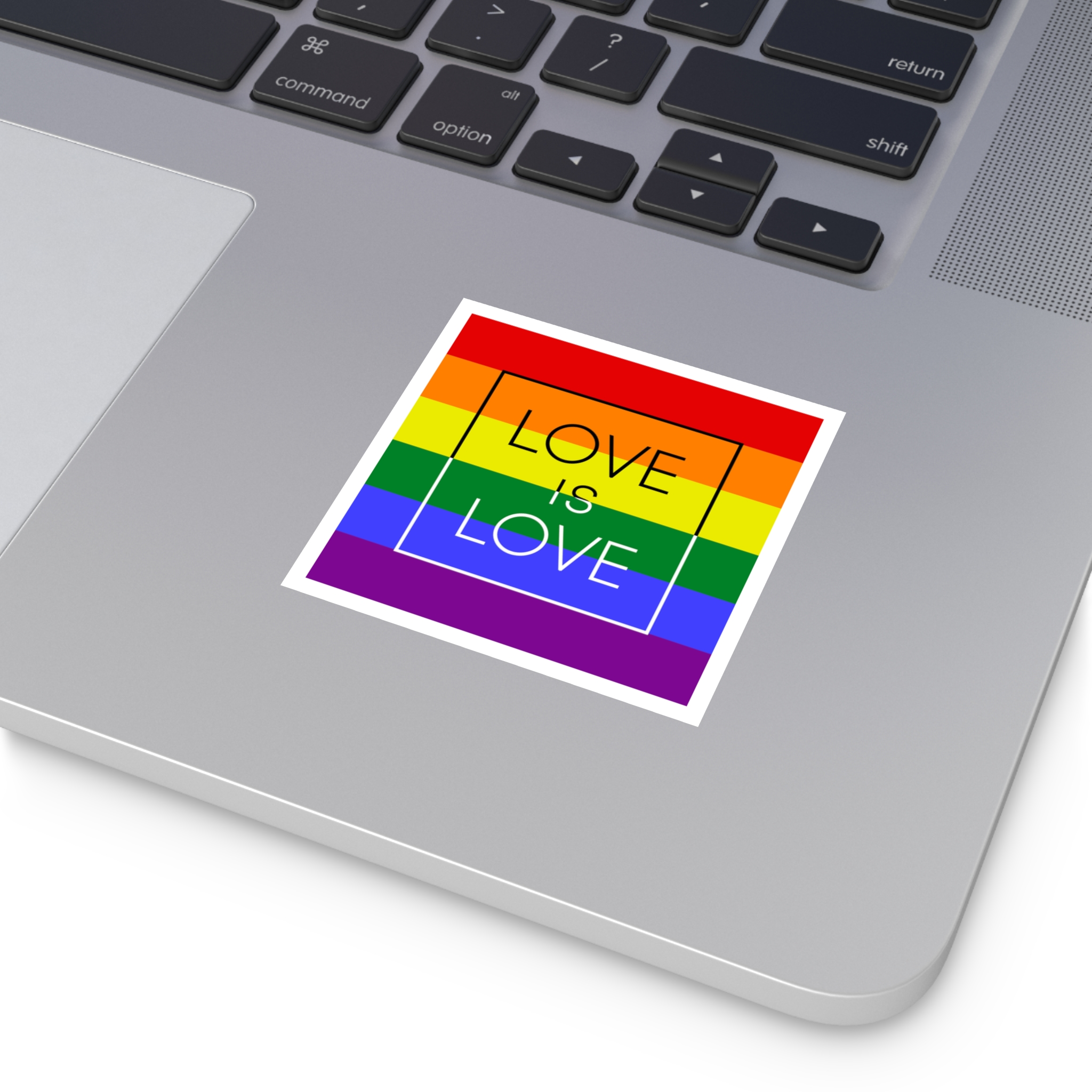 Lgbt Card Text Love Is Love Background Flag Colors Vector Illustration Laminate Stickers Square - Image 67