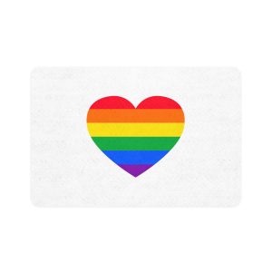 Gay Pride Flat Heart Shape Pet Food Mat 12x18