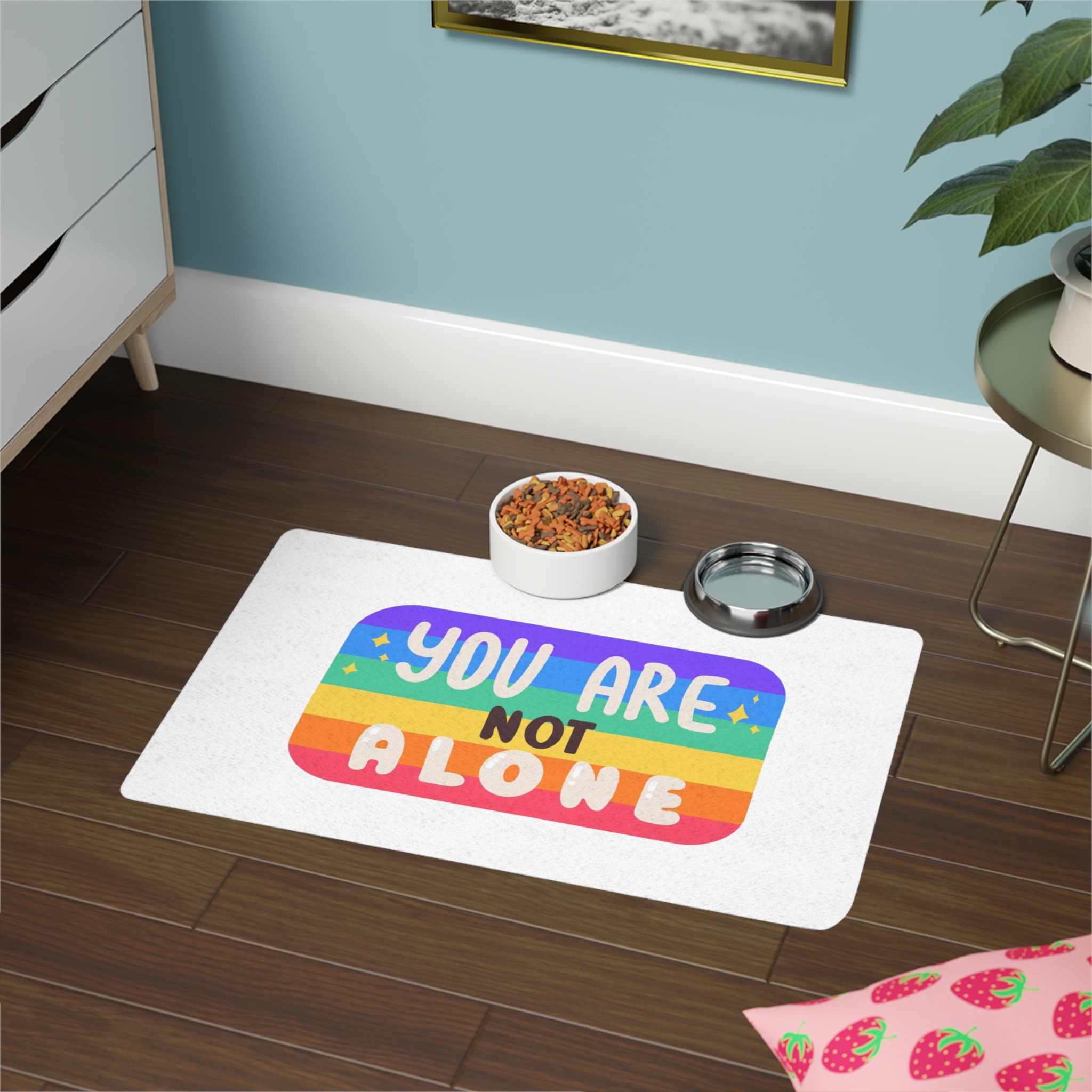 Lgbt Sticker Pack White Background Lgbtq Set Symbol Lgbt Pride Community Rainbow Elements Vector Hand Draw Illustration Hand Drawn Lettering(4) Pet Food Mat 12x18 - Image 4