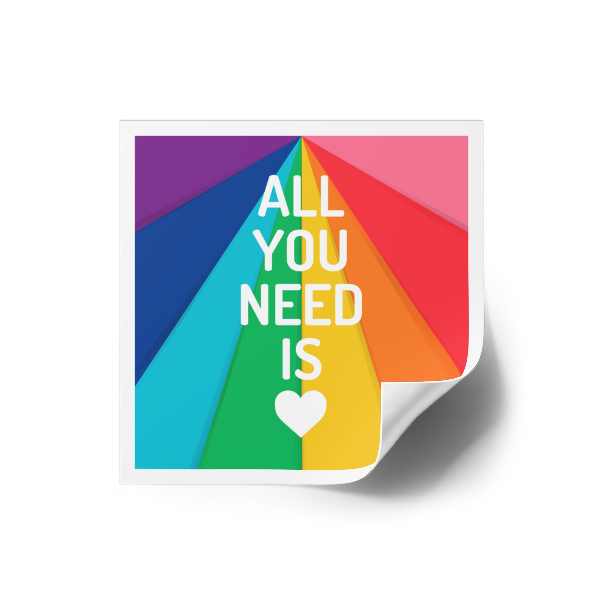 Rainbow Colored Background With All You Need Is Love Concept Pride Month Laminate Stickers Square - Image 66