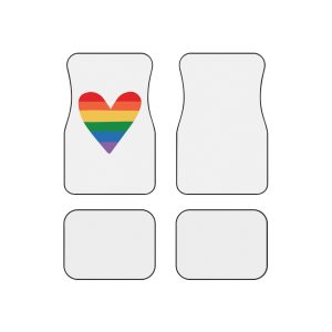 Vector Hand Drawn Lgbt Rainbow Flag Heart Car Mats Set Of 4