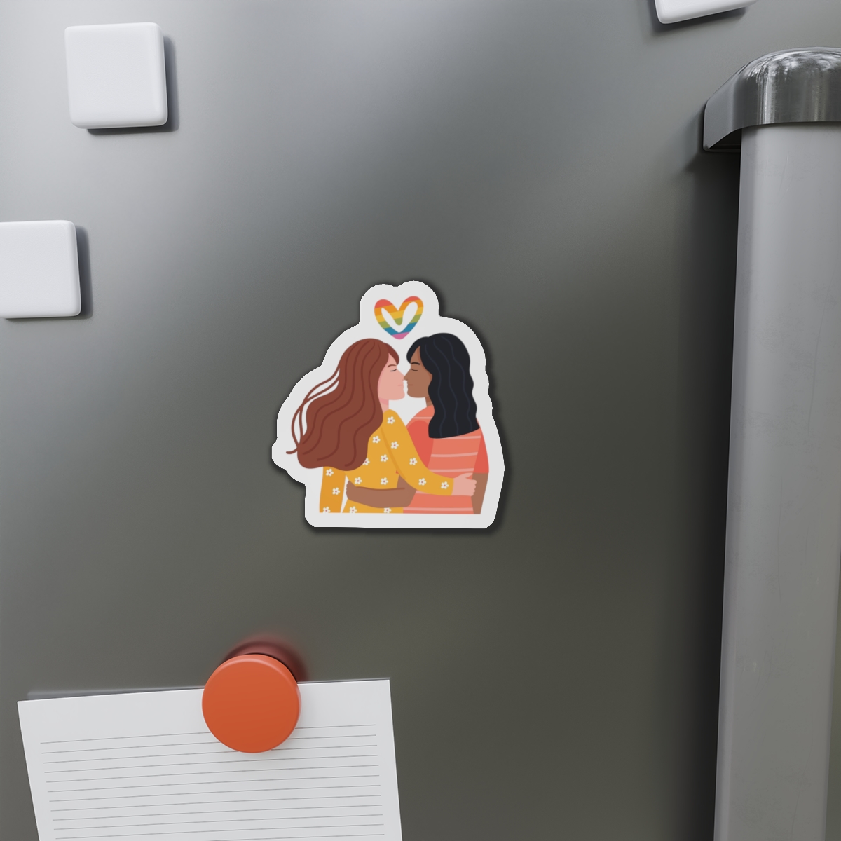 Hand Drawn Affectionate Lesbian Kiss (1) Die Cut Magnets - Image 8