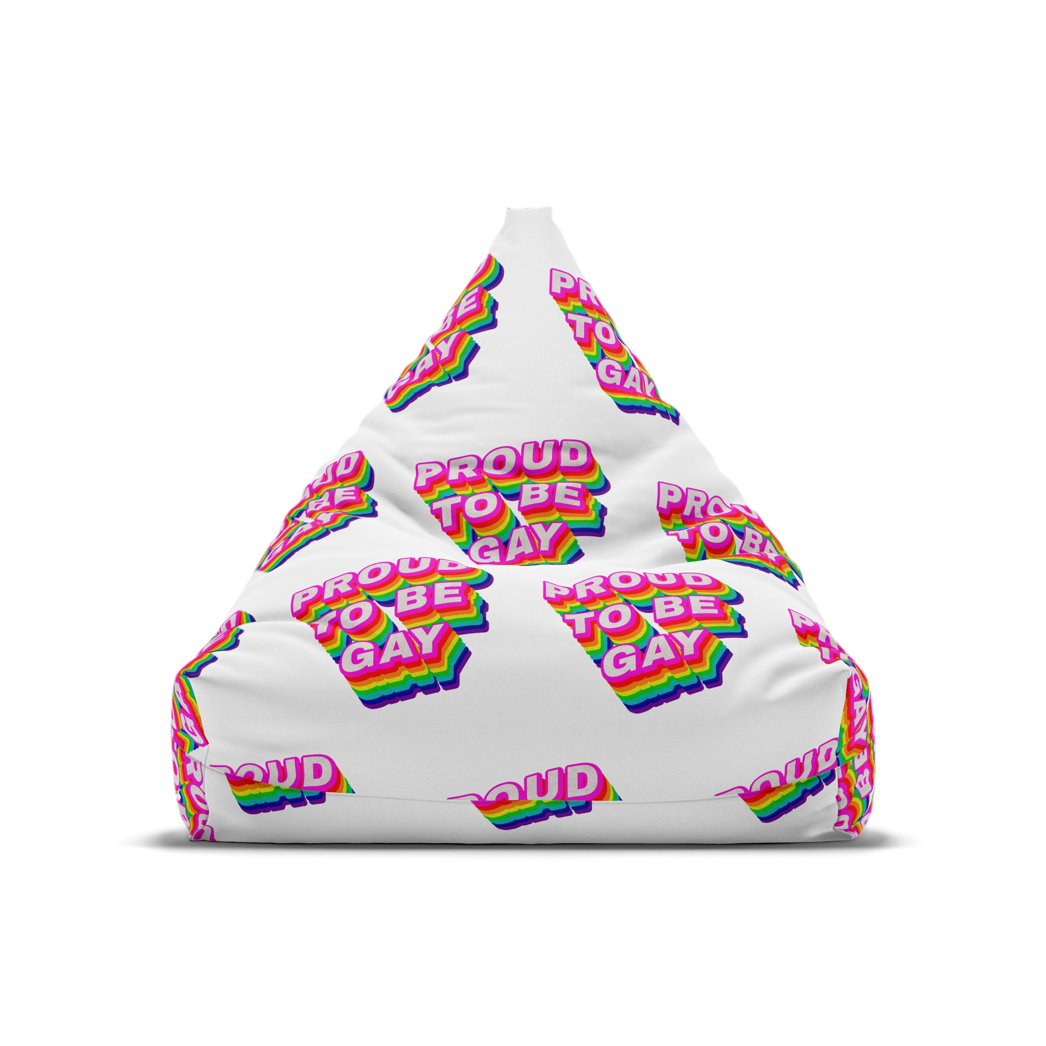 Rainbow Word Proud Be Gay Typography Design Element Bean Bag Chair Cover - Image 5