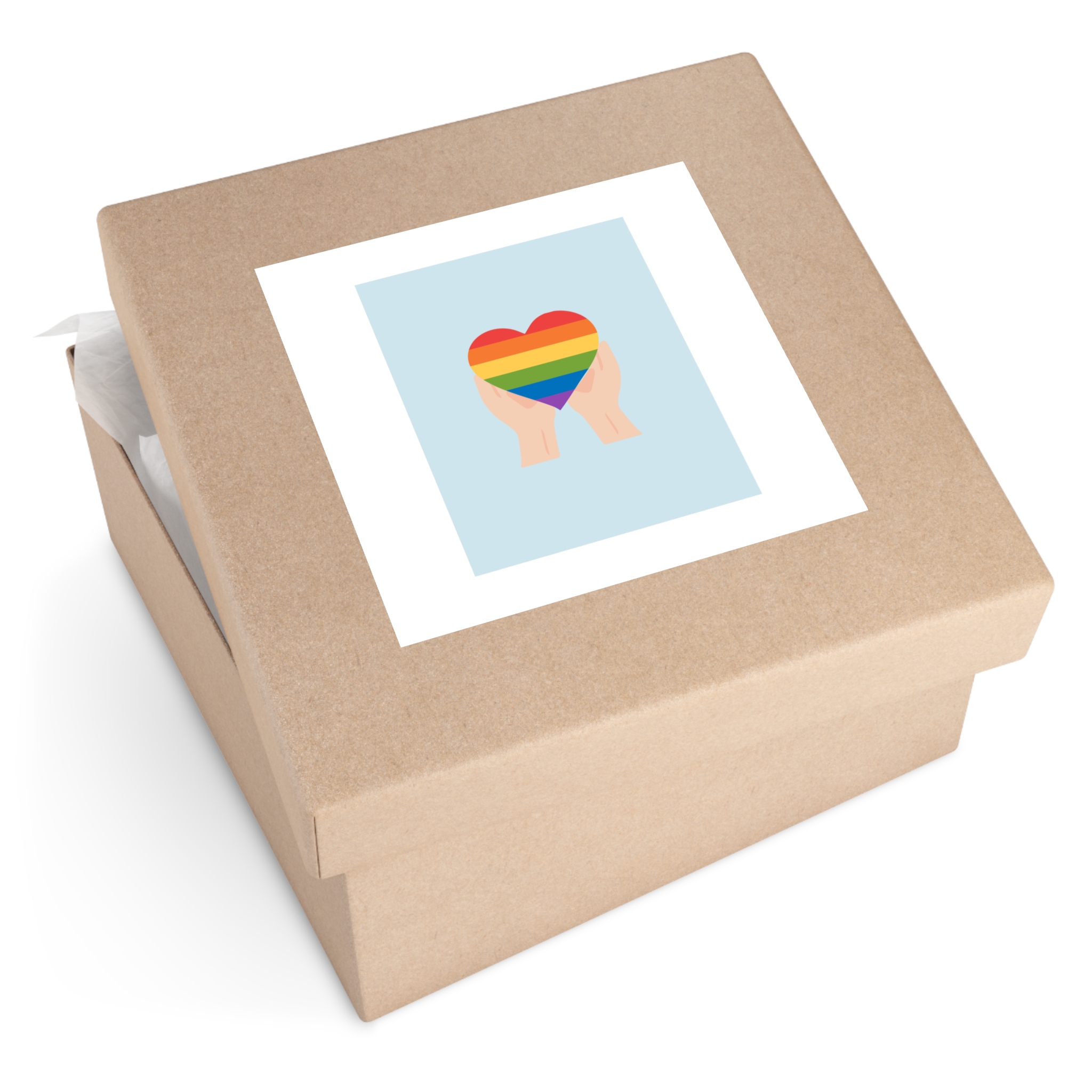 Pride Lgbt Card Support Love Poster That Says Rainbow Heart It Laminate Stickers Square - Image 79