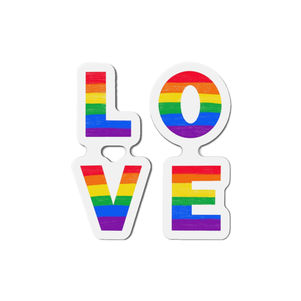 Letters Love Colored Rainbow Lgbtq Gay Pride Flag Colors Vector Lettering Lgbt History Month Pencil Crayon Textured Isolated Love Is Love Concept Die Cut Magnets - Image 7
