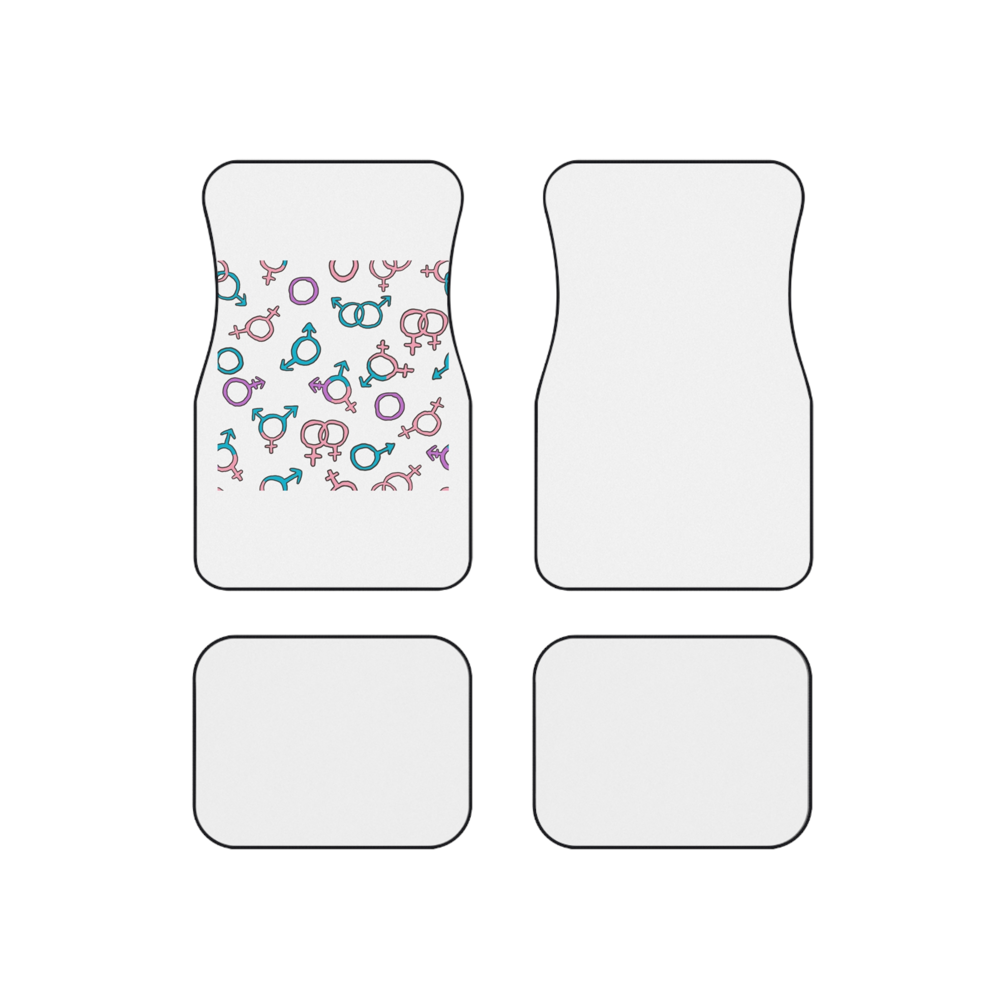 Seamless Pattern With Gender Signs Car Mats Set Of 4