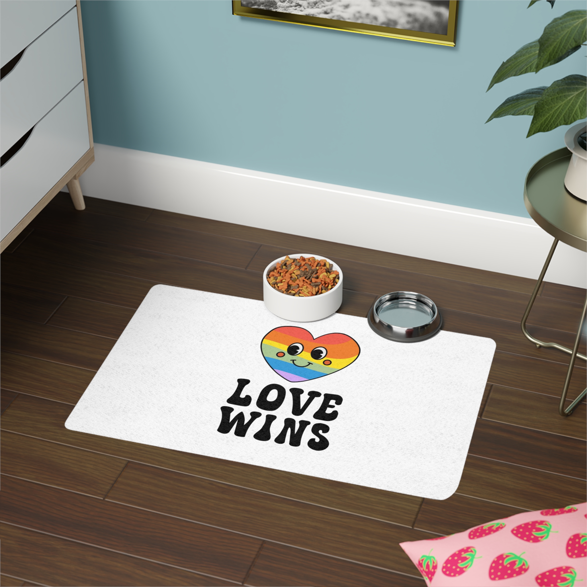 Vector Lgbt Groovy Love Wins Lettering Heart Pet Food Mat 12x18 - Image 4