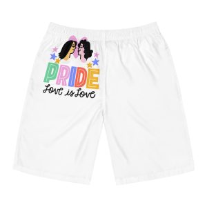 Pride Day Lettering With Lesbian Couple Mens Board Shorts Aop