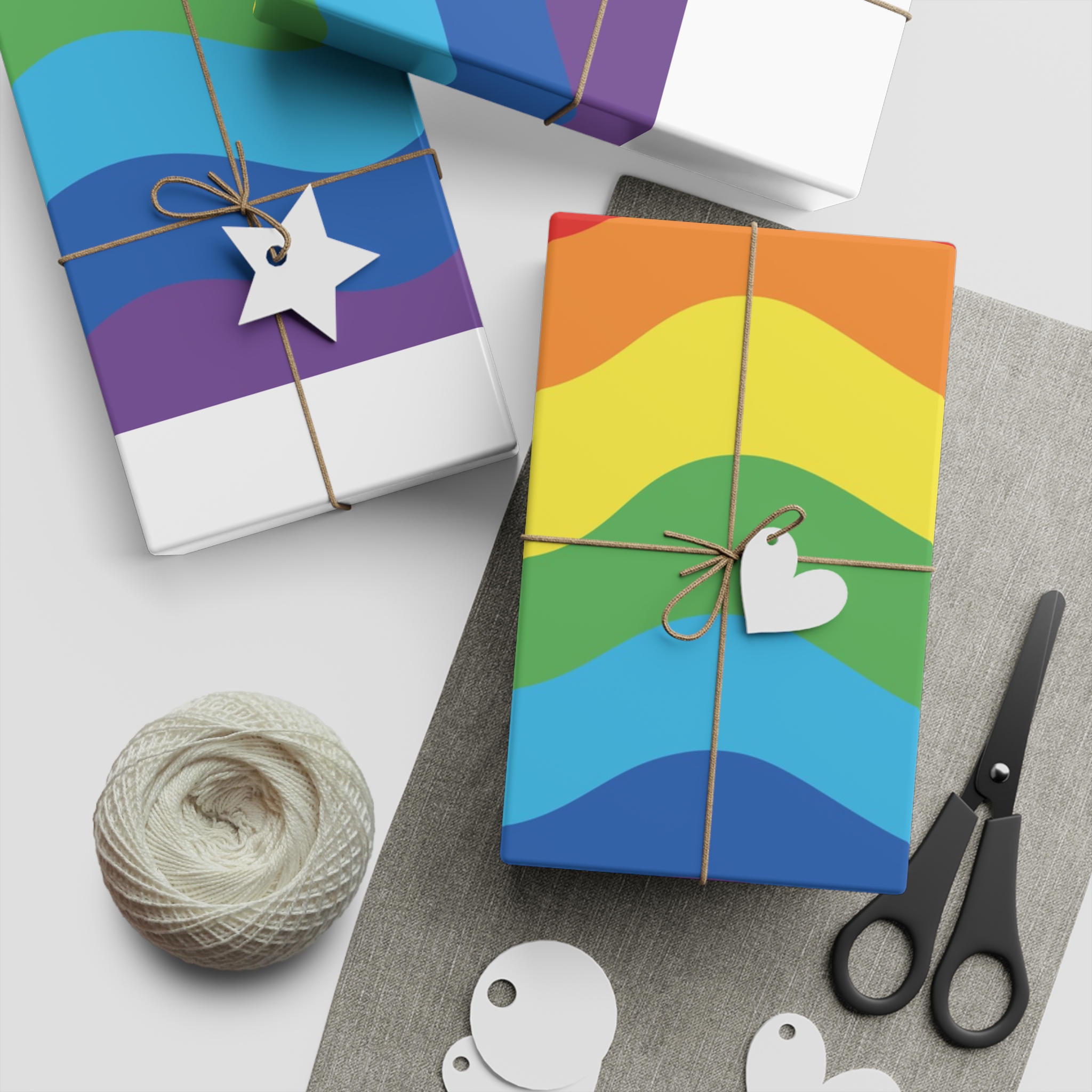 Bright Rainbow Color Waves Creating Cheerful Design Background Gift Wrapping Paper Sheets 1pc - Image 5