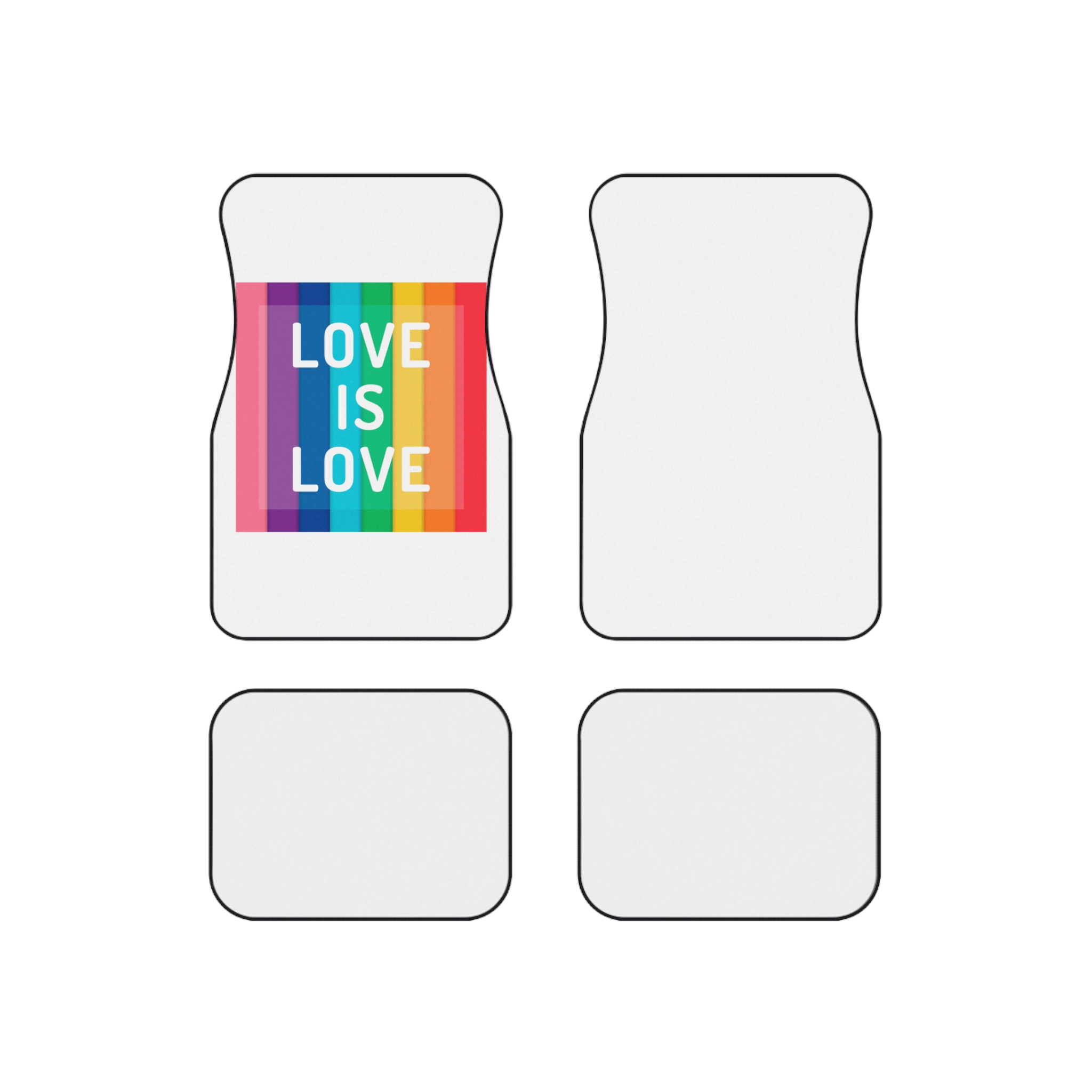 Rainbow Colored Background With Love Is Love Concept Pride Month Car Mats Set Of 4