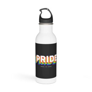 Vibrant Rainbow Pride Love Is Love Message Stainless Steel Water Bottle