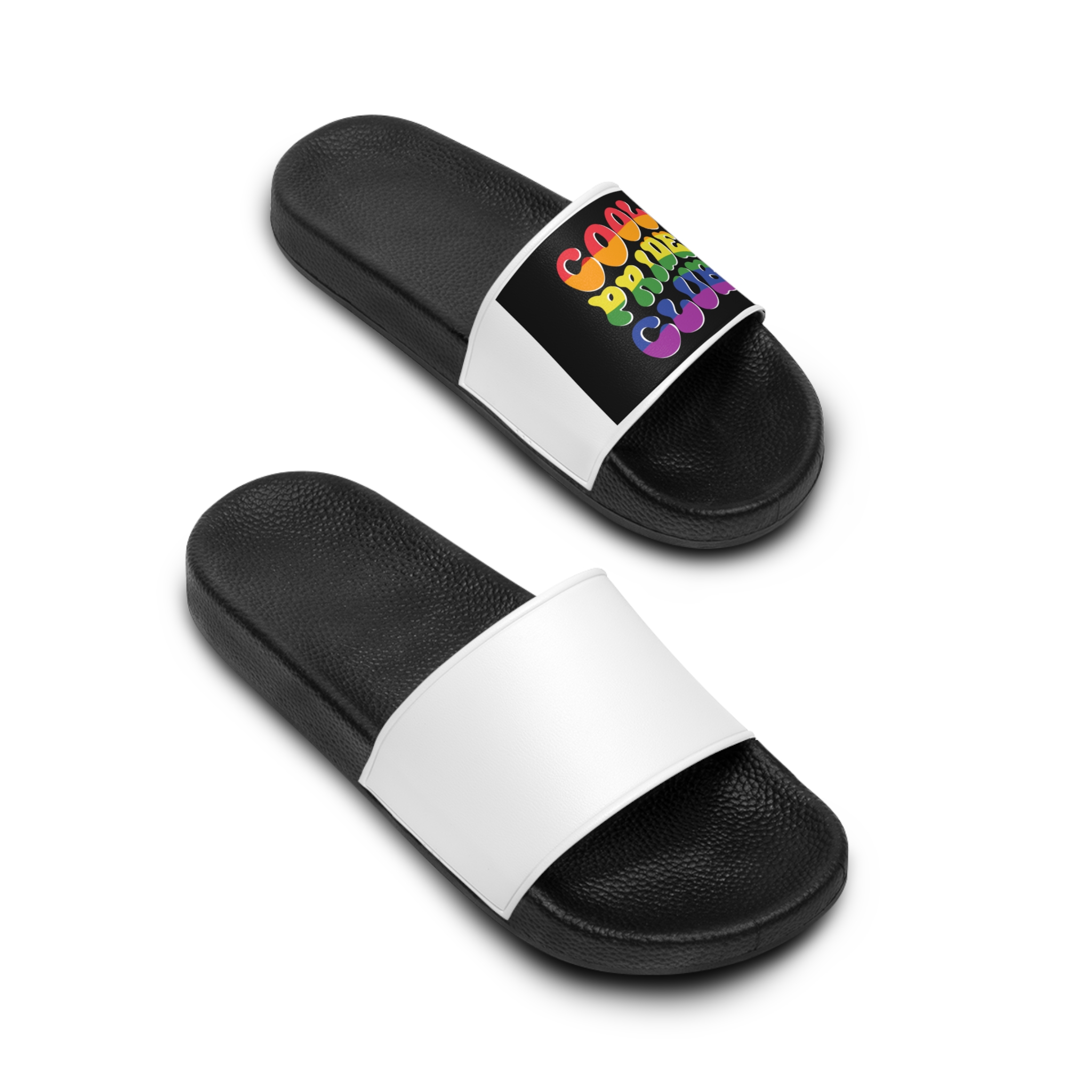 Word Cool Black Background Mens Slide Sandals - Image 4