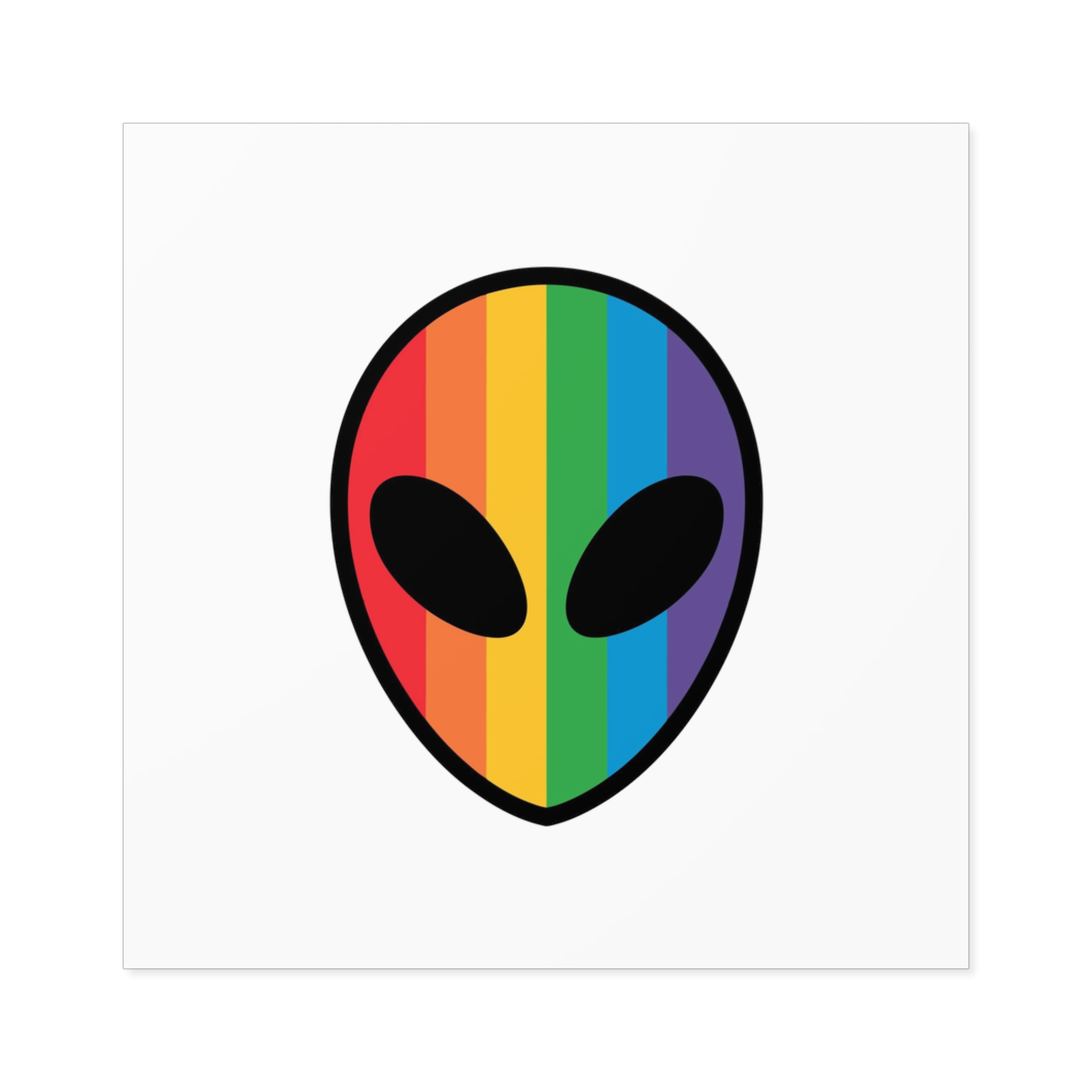 Rainbow Alien Head Lgbt Pride Illustration Laminate Stickers Square - Image 21