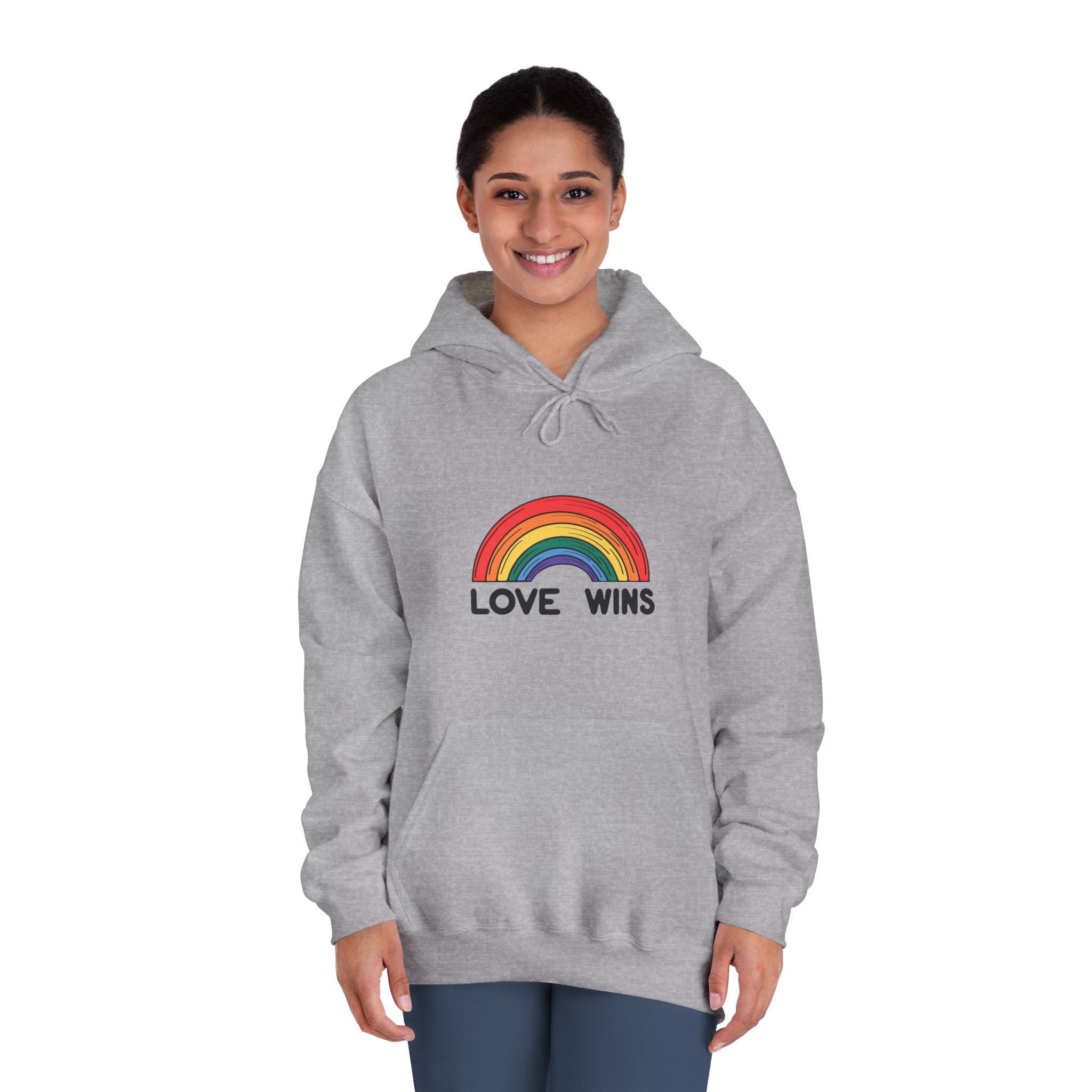 Love Wins Rainbow Pride Illustration Unisex Dryblend Hooded Sweatshirt - Image 16