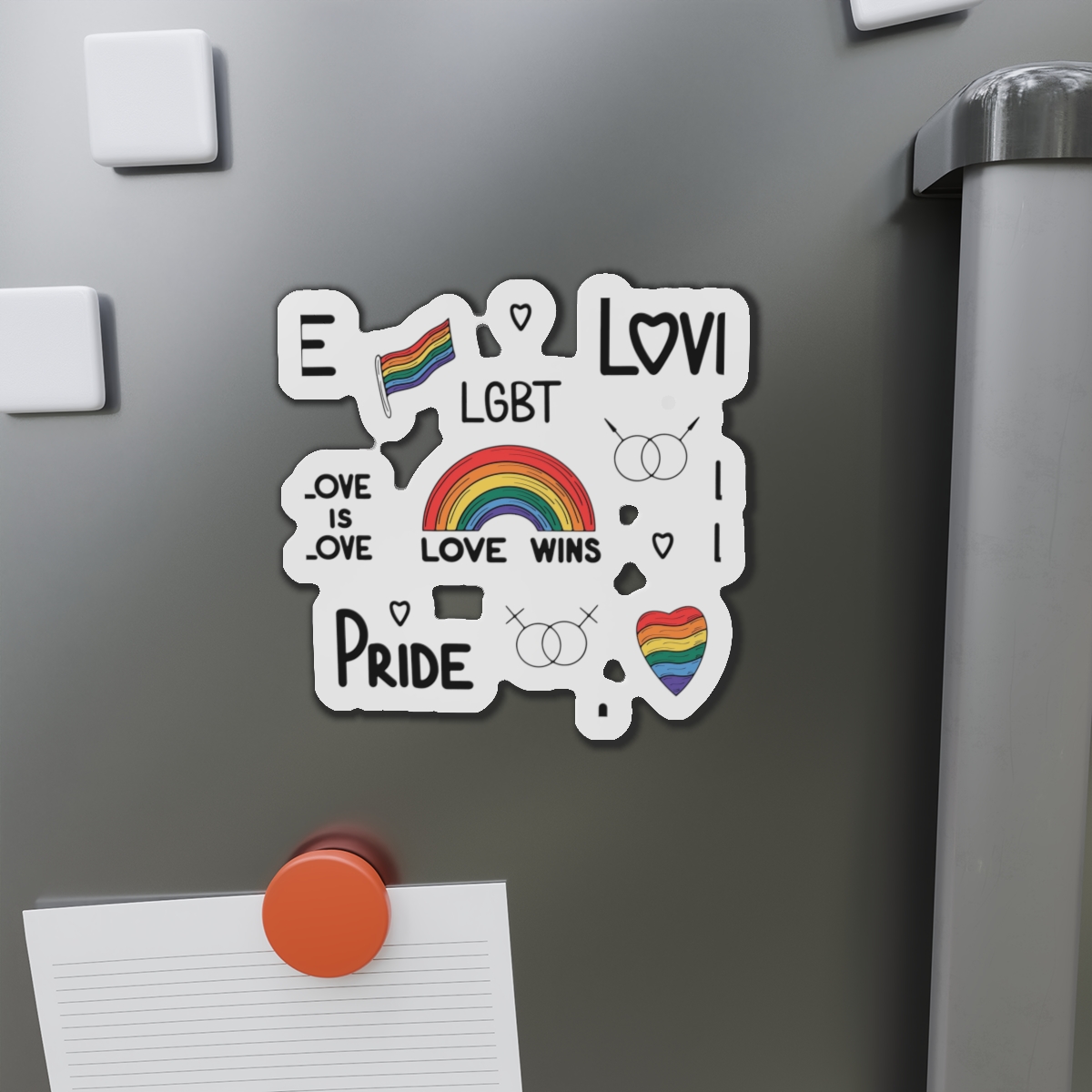 Lgbtq Pride Seamless Illustration Rainbow Hearts Love Symbols Die Cut Magnets - Image 11