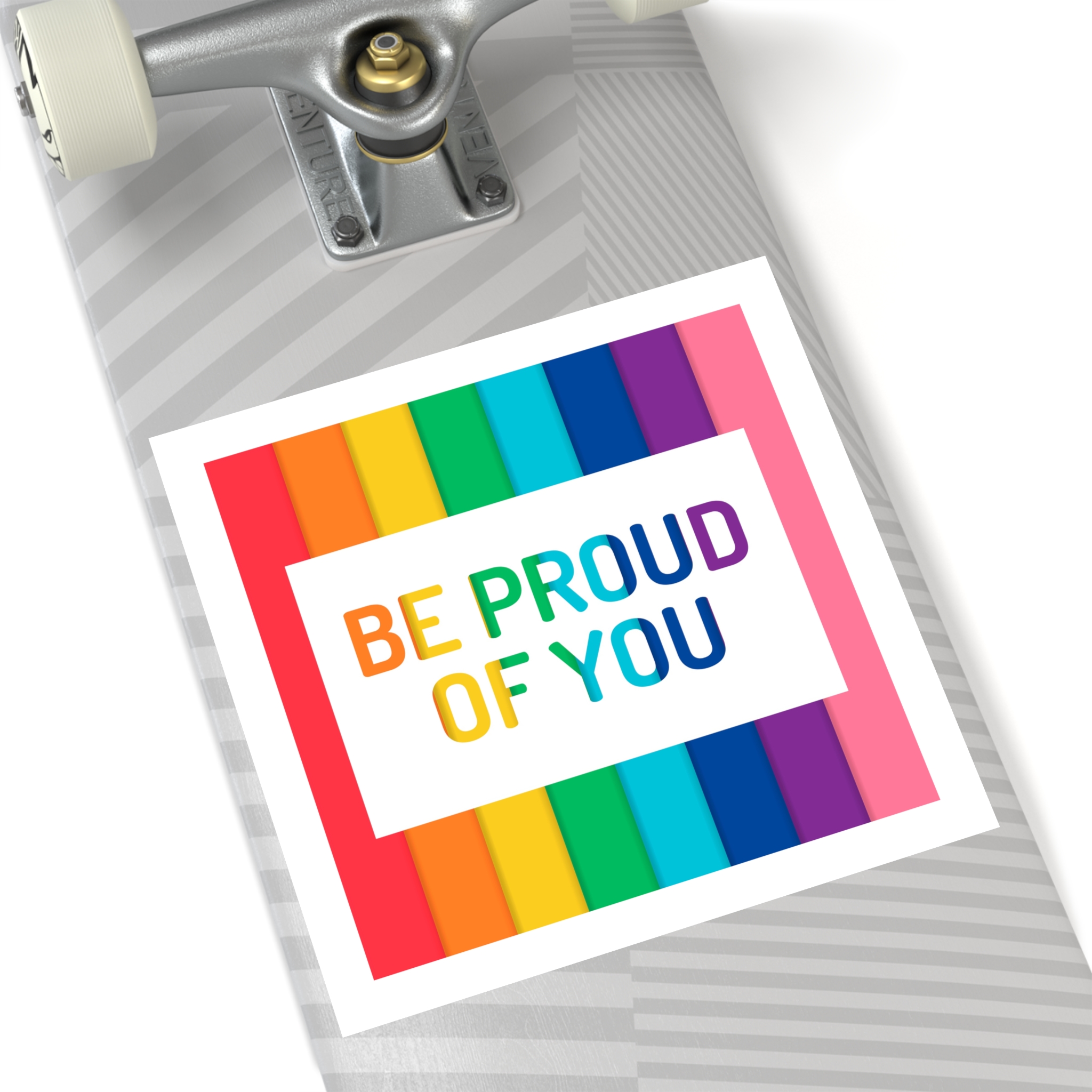 Rainbow Colored Background With Be Proud You Concept Pride Month Laminate Stickers Square - Image 80