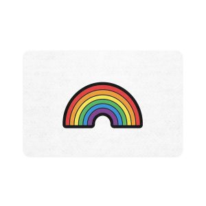 Colorful Rainbow Illustration White Background Pet Food Mat 12x18