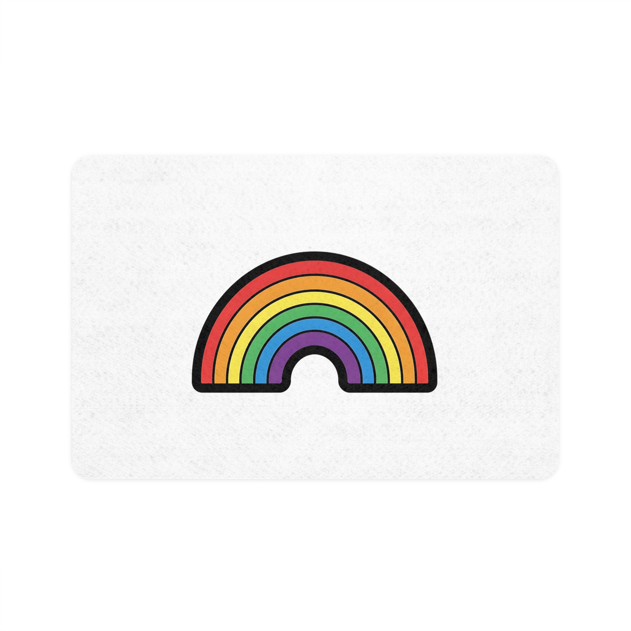Colorful Rainbow Illustration White Background Pet Food Mat 12x18