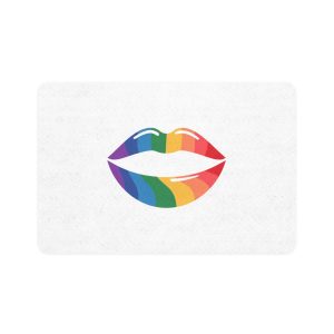 Rainbow Lips Illustration Pet Food Mat 12x18
