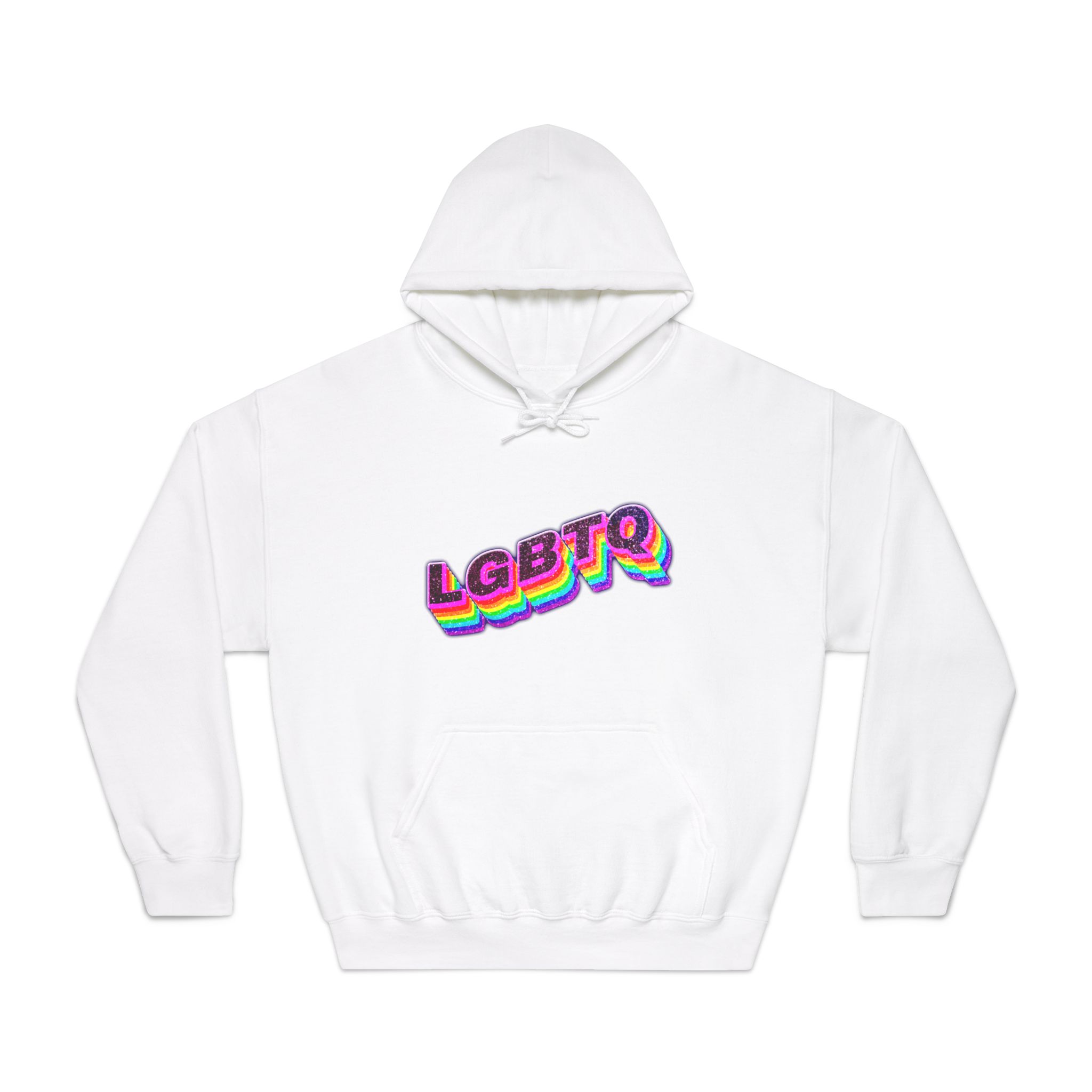 Lgbtq Rainbow 3d Png Typography Unisex Dryblend Hooded Sweatshirt