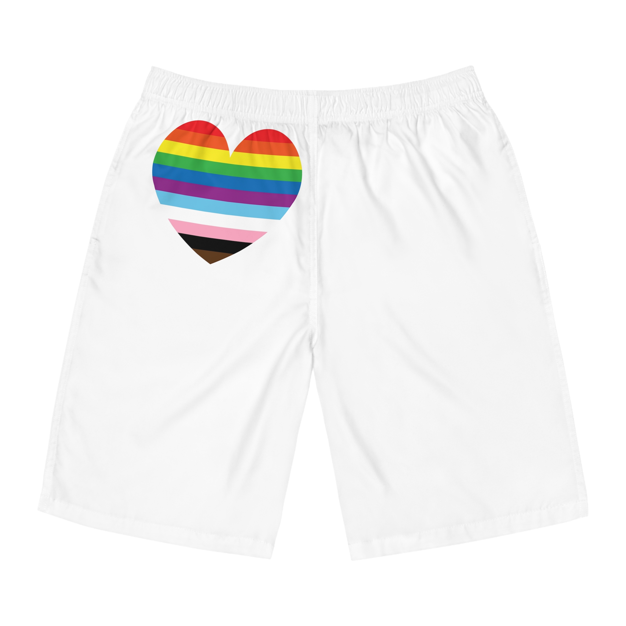 Progress Pride Flag Heart Symbol Love Inclusion Mens Board Shorts Aop