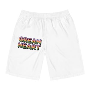 Green Heart Colorful Typography Mens Board Shorts Aop